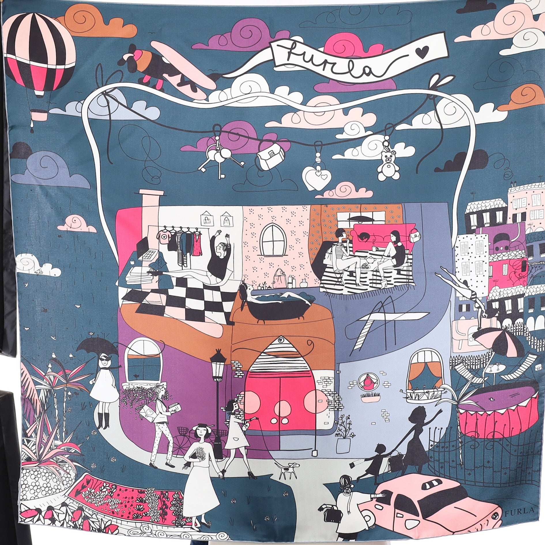 Brand New Furla Lifestyle Scene Silk Scarf