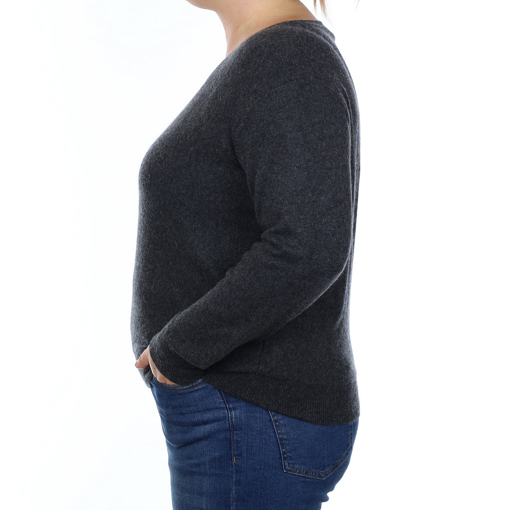 Charcoal Grey Cashmere Crew Neck Jumper Large