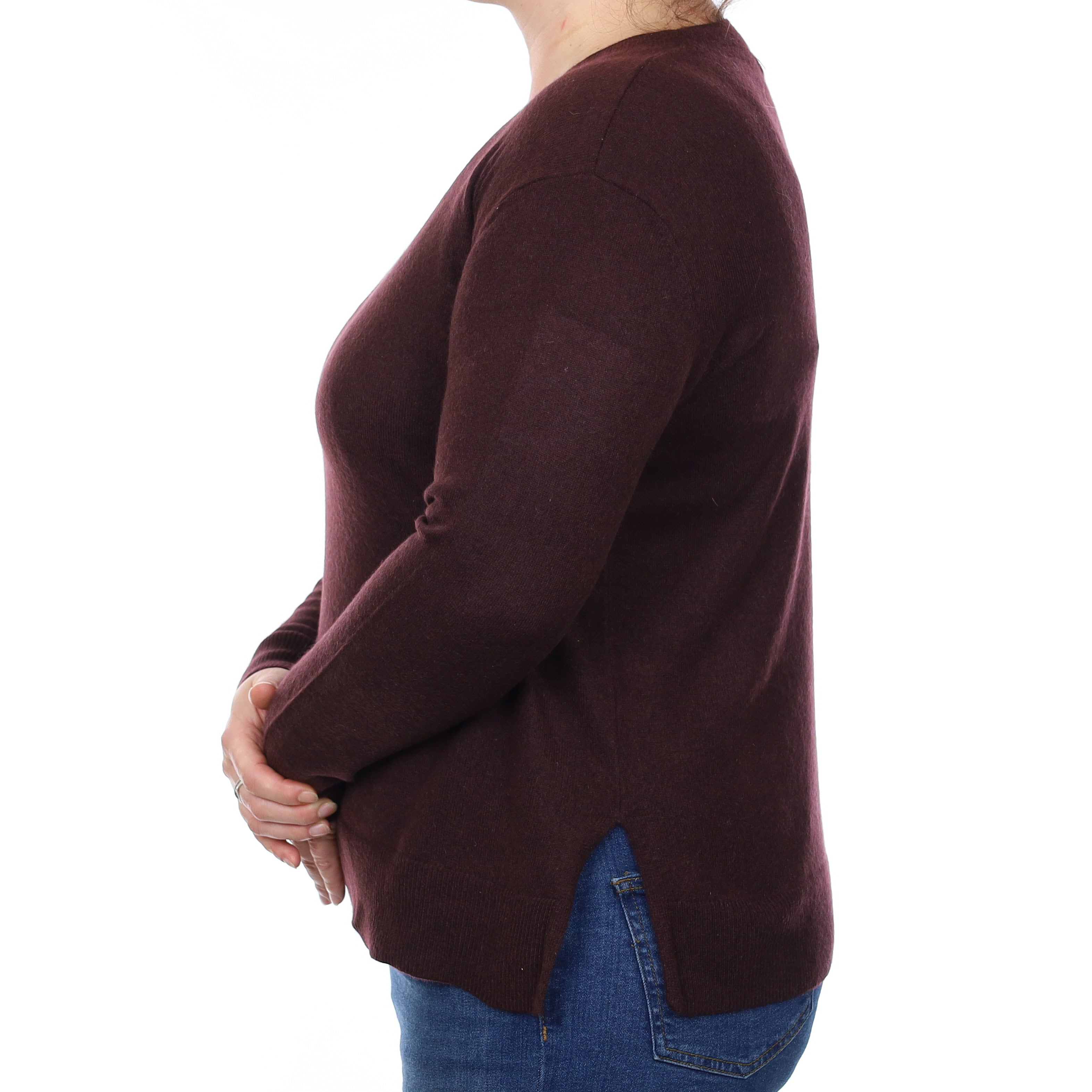 Cedar Brown Cashmere Boxy Crew Neck Jumper Large