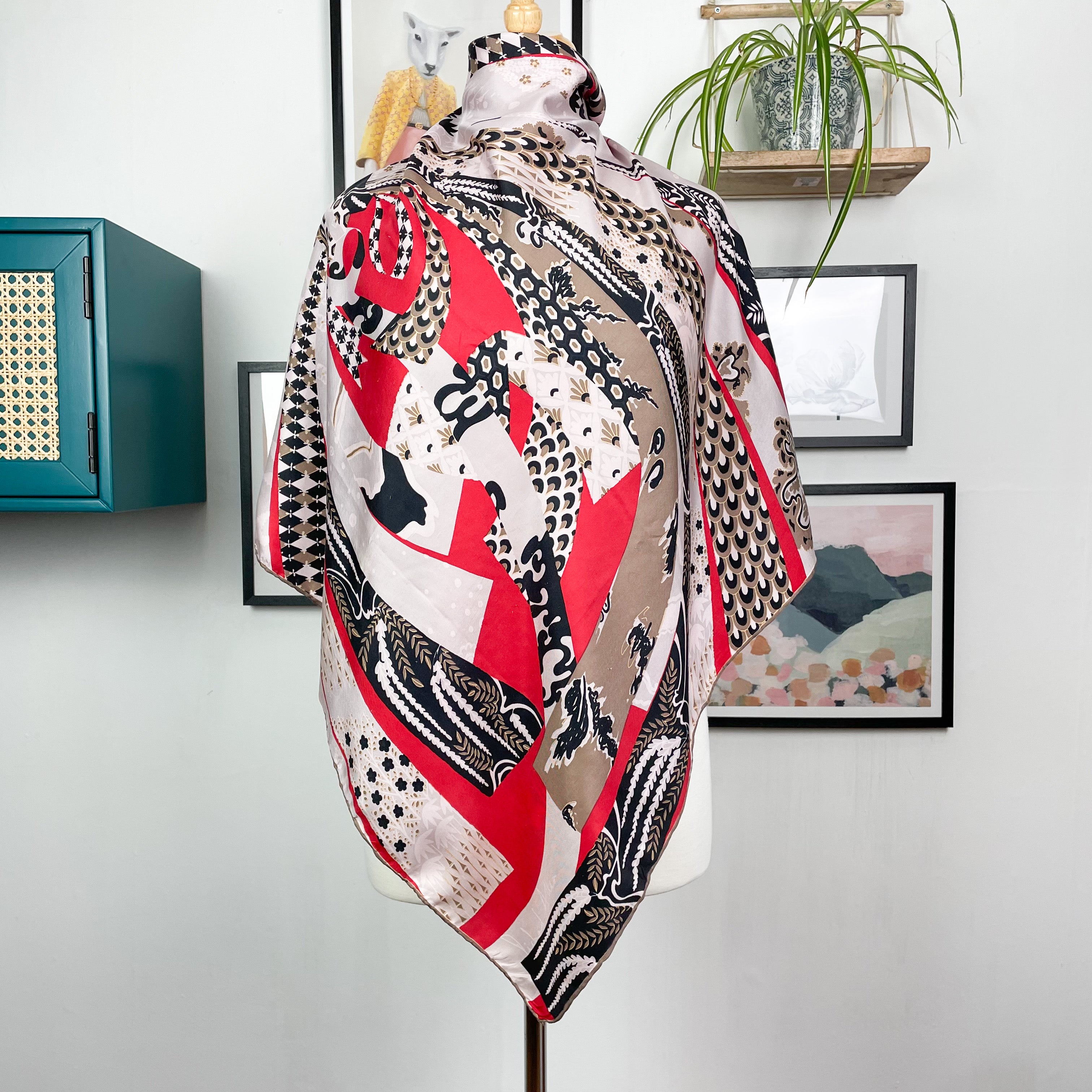 1970s Richard Allan Abstract Vintage Silk Scarf