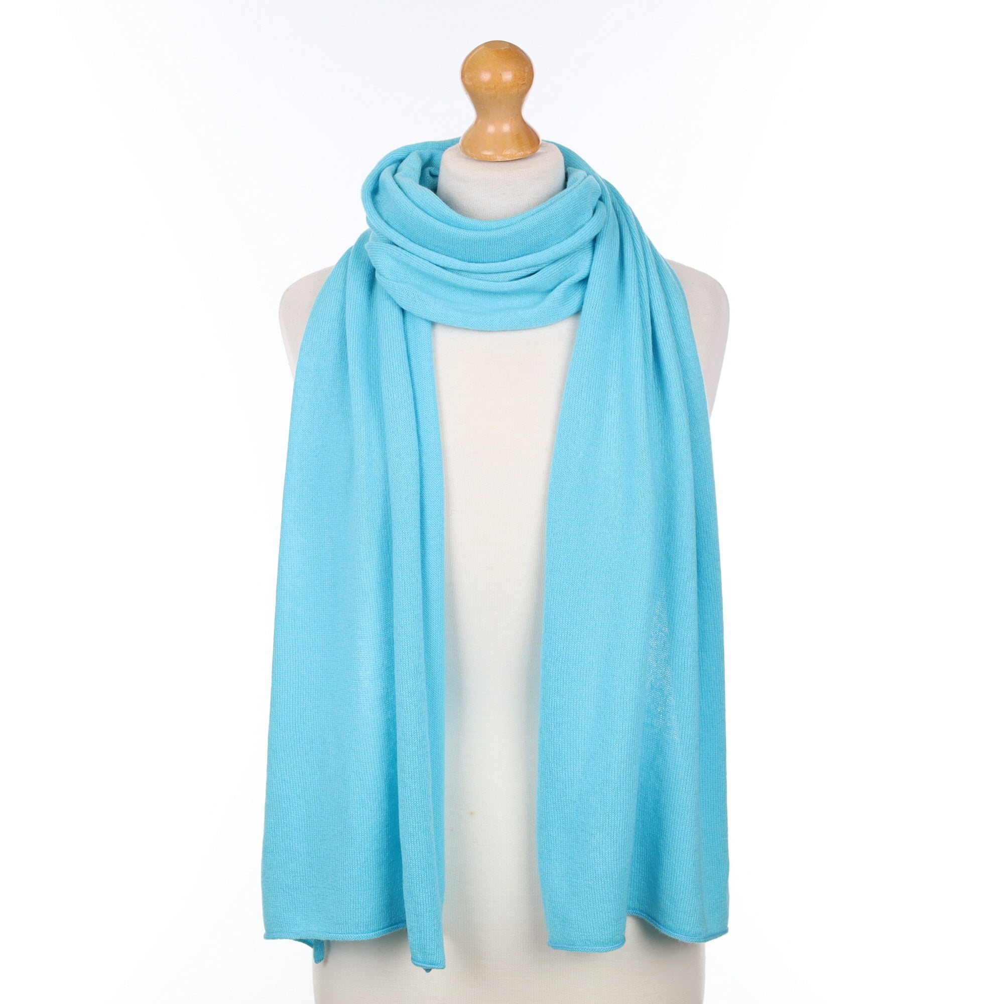 Brand New Scottish Deep Aqua Cashmere Knitted Scarf
