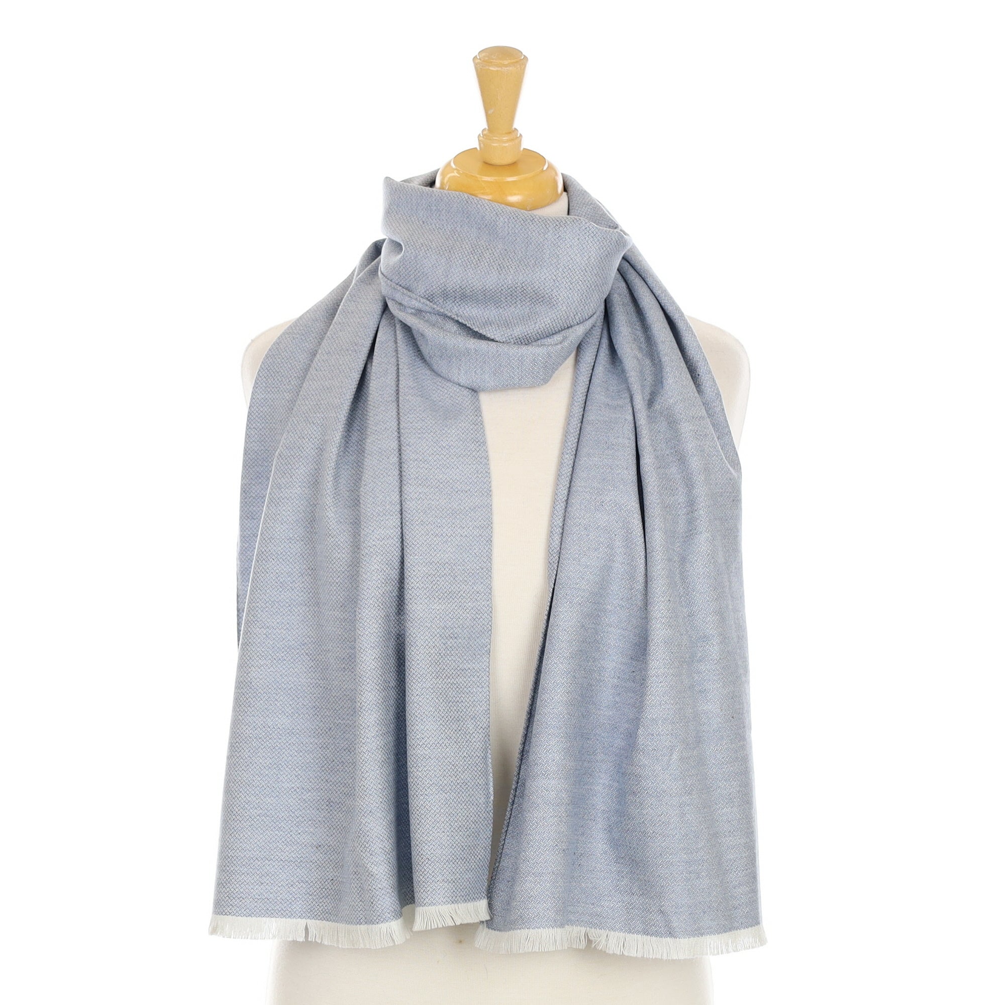 Loro Piana Hazy Blue Fine Woven Cashmere Scarf