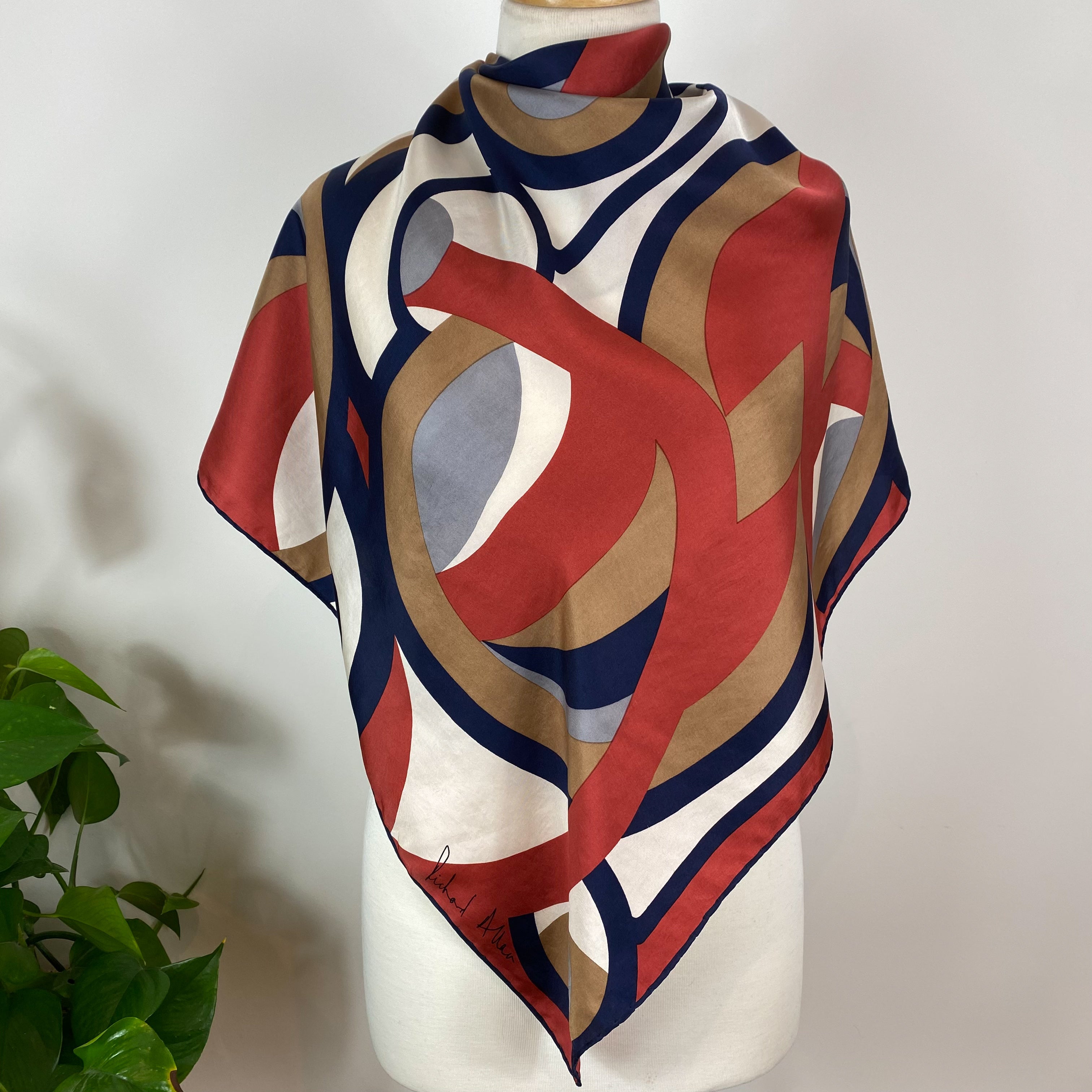 1970s Abstract Richard Allan Vintage Silk Scarf