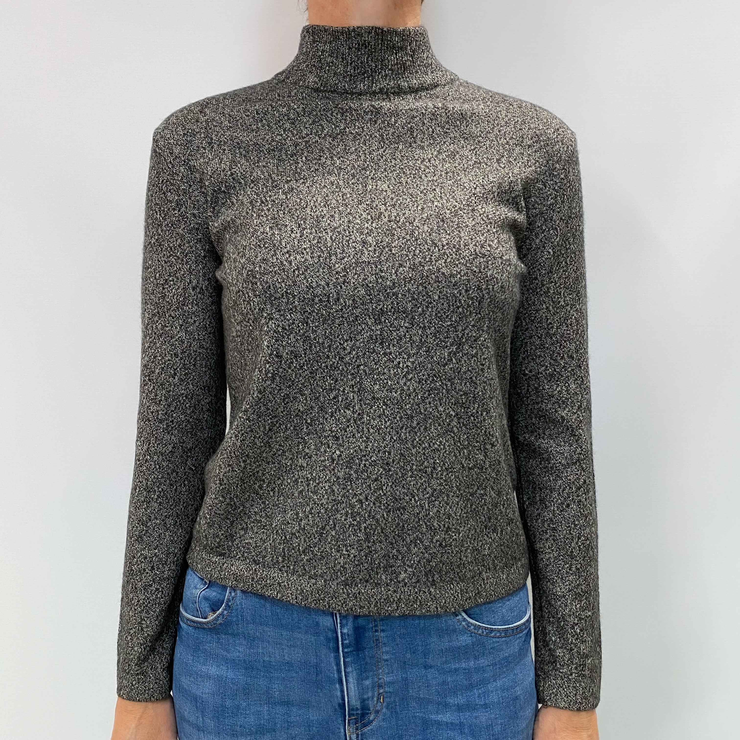 Black Marl Cashmere Turtle Neck Jumper Small