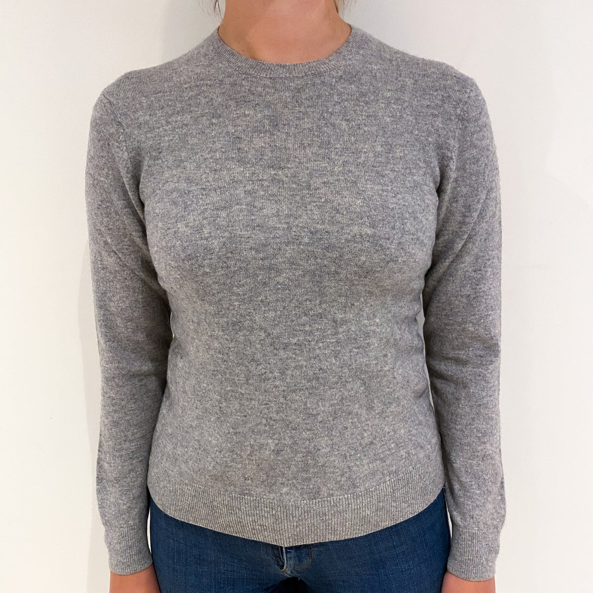 Smoke Grey Cashmere Crew Neck Jumper Small