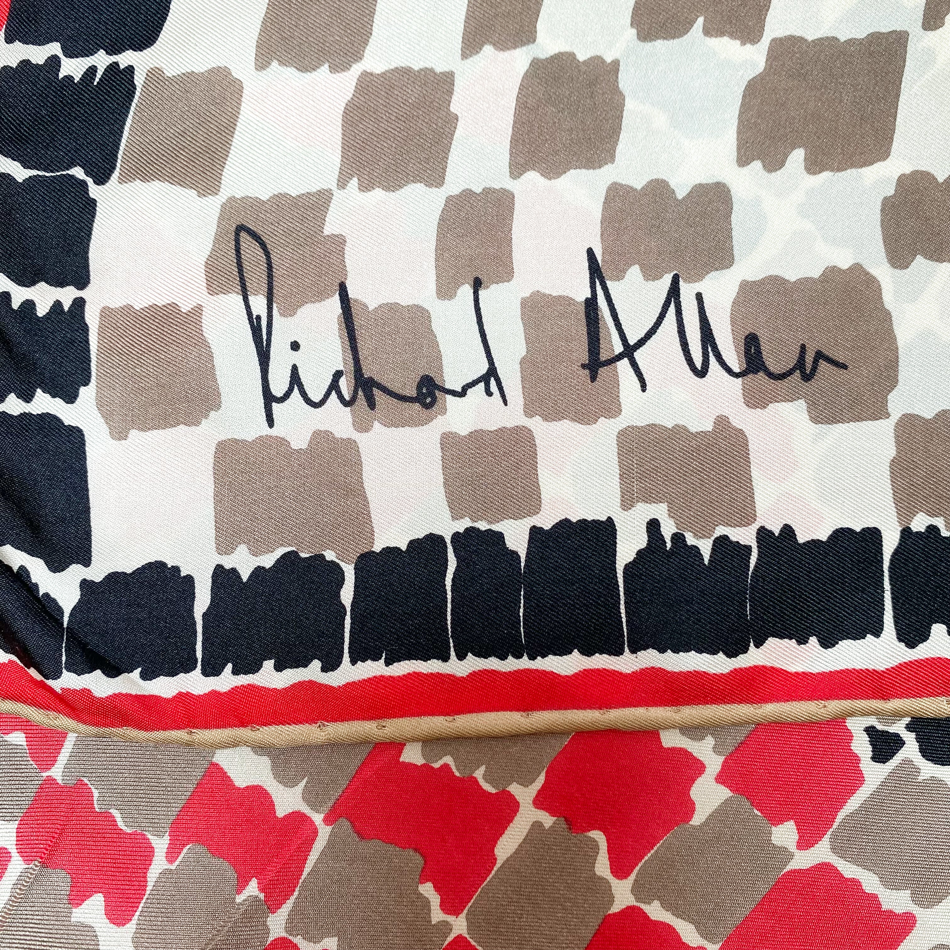 1970s Richard Allan Geometric Vintage Silk Scarf