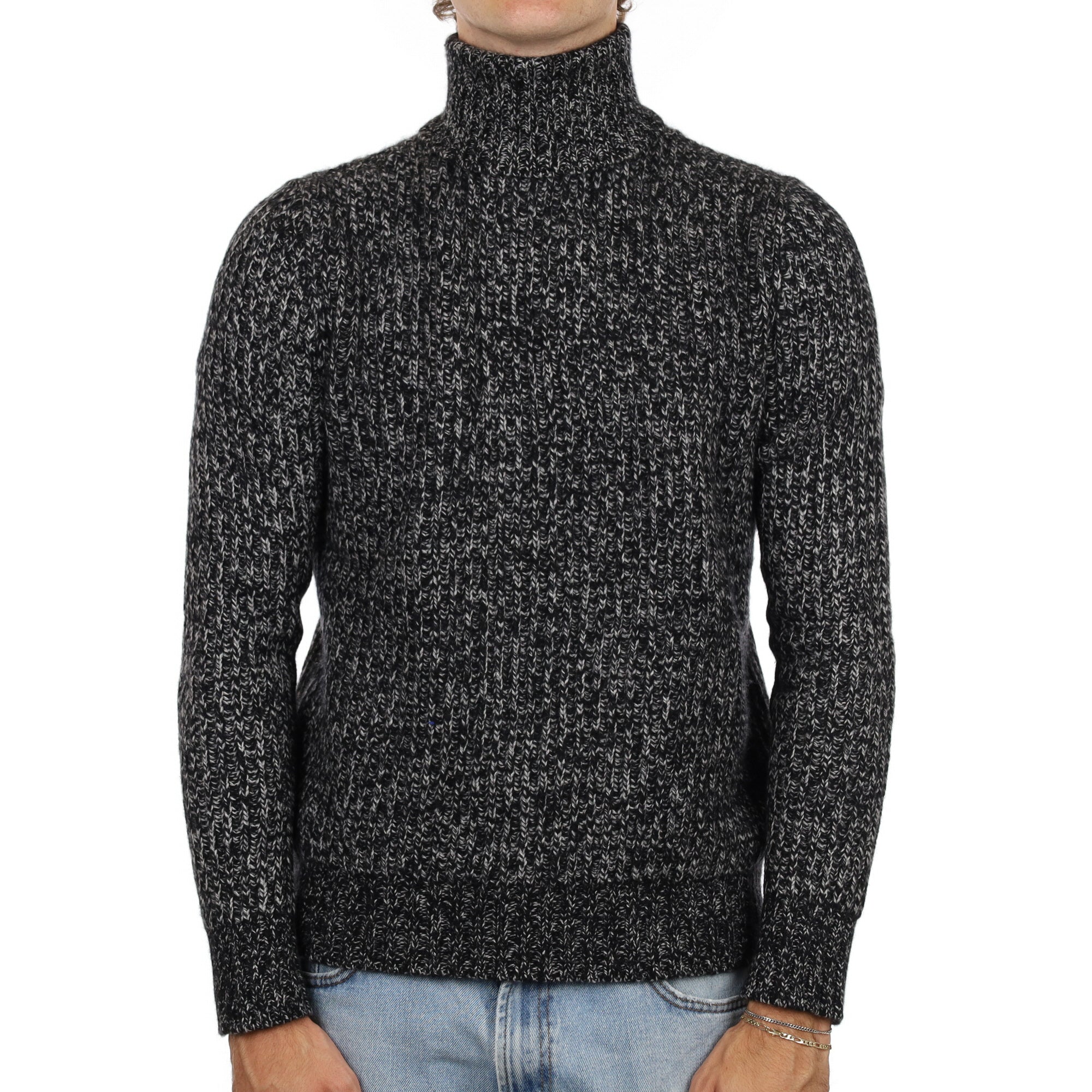 Men’s Theory Grey Marl Cashmere Polo Neck Jumper Medium