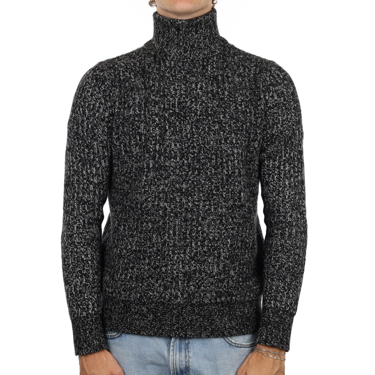 Men’s Theory Grey Marl Cashmere Polo Neck Jumper Medium