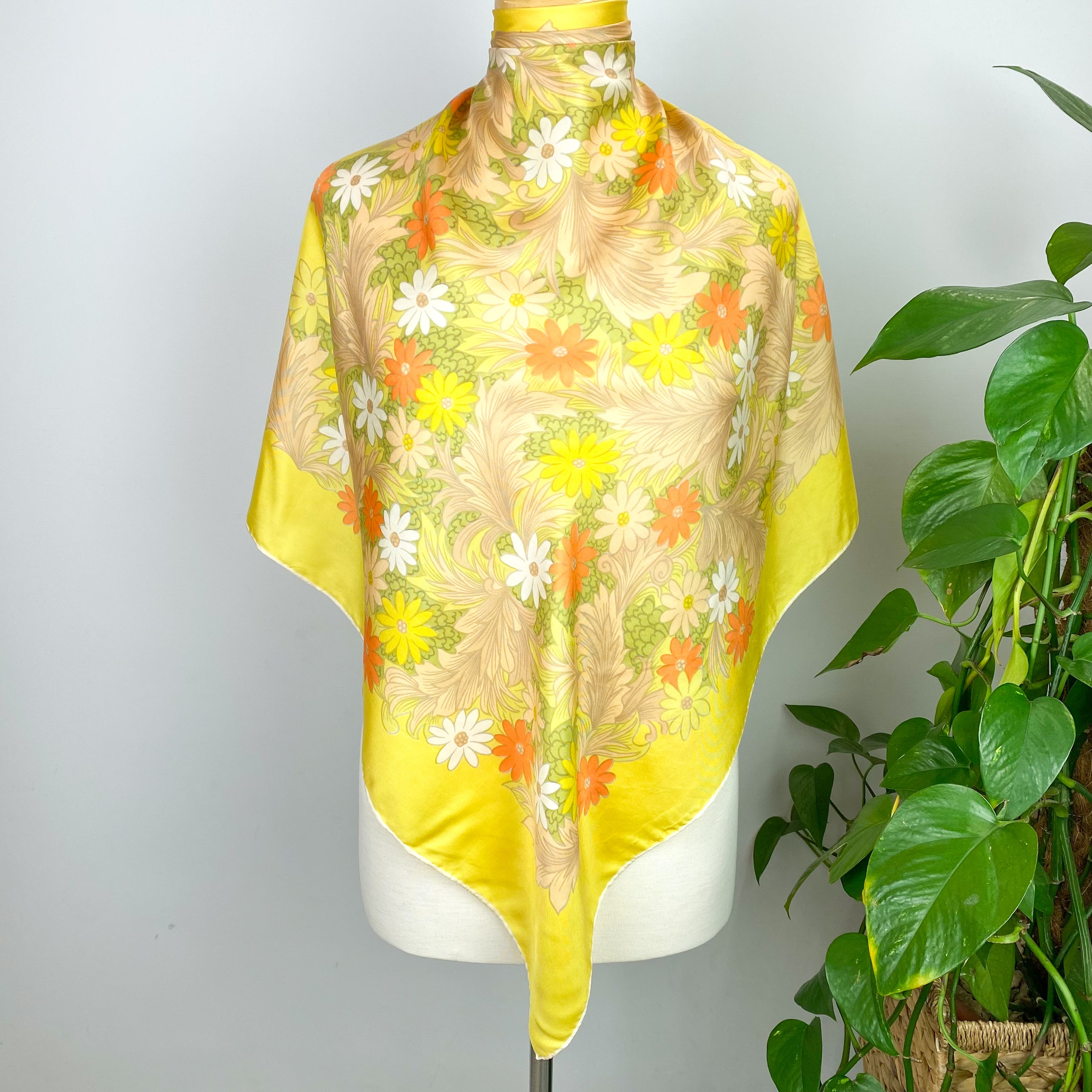 1960s Floral Vintage Silk Scarf