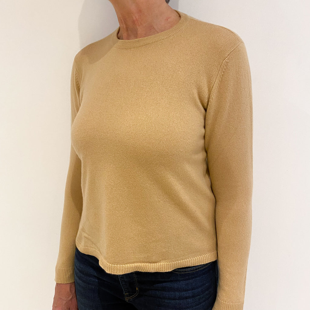 Caramel Brown Cashmere Crew Neck Jumper Medium