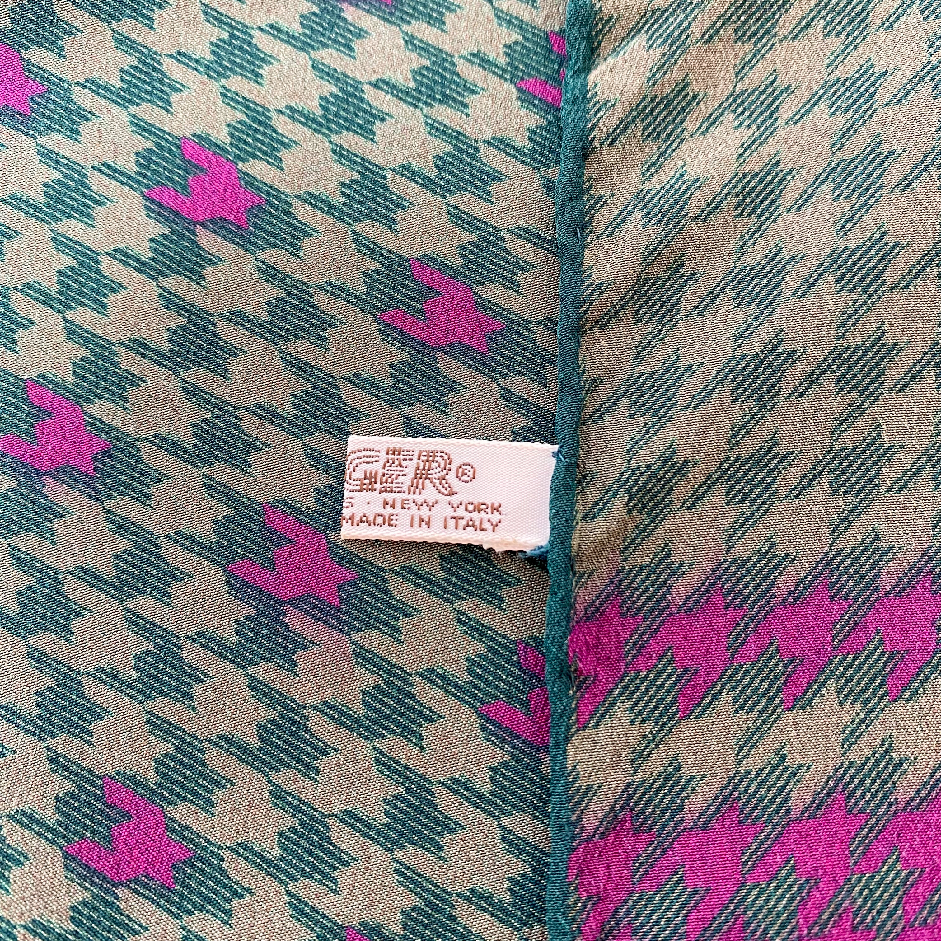 1970s Jaeger Checked Vintage Silk Scarf