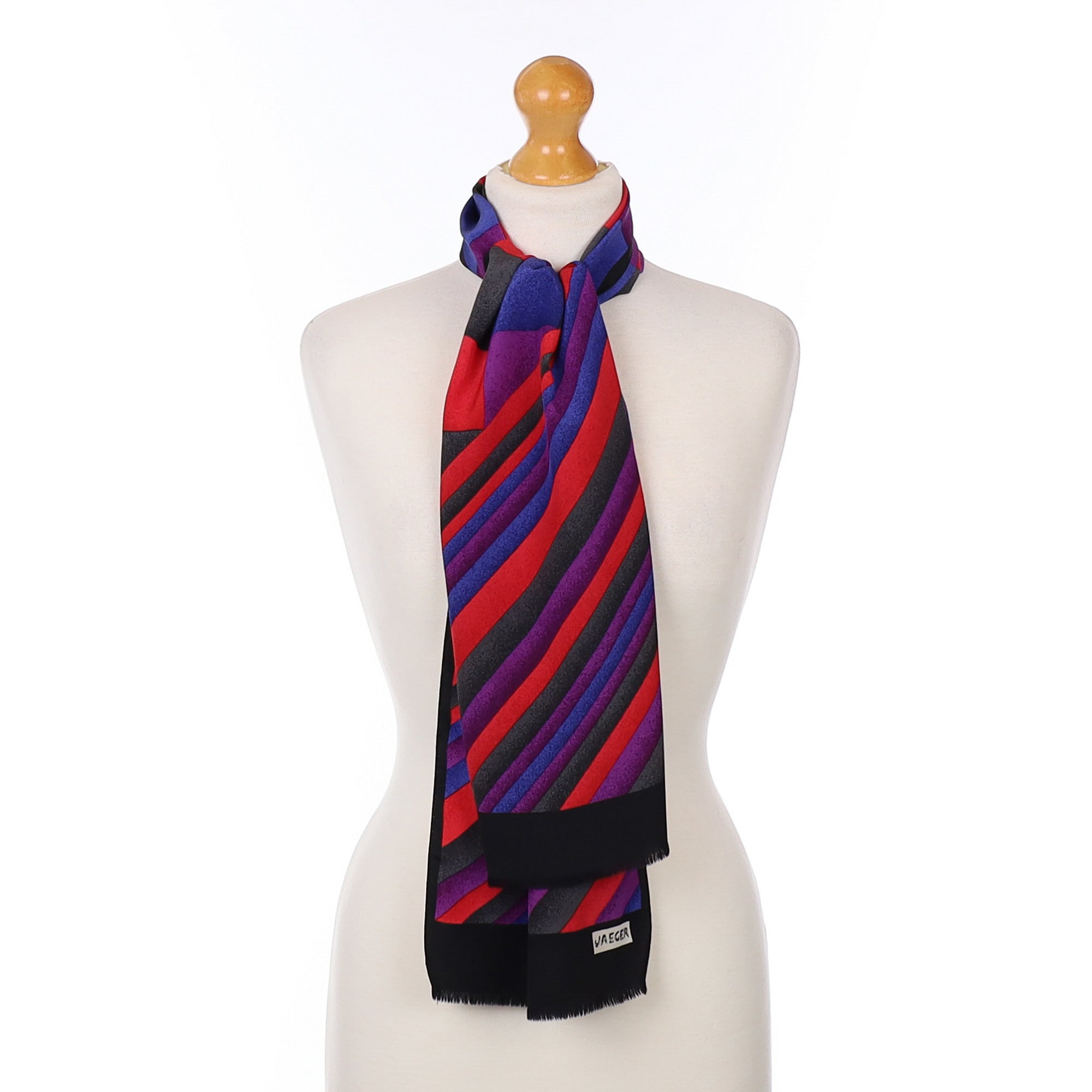 1980’s Jaeger Red Striped Vintage Silk Scarf