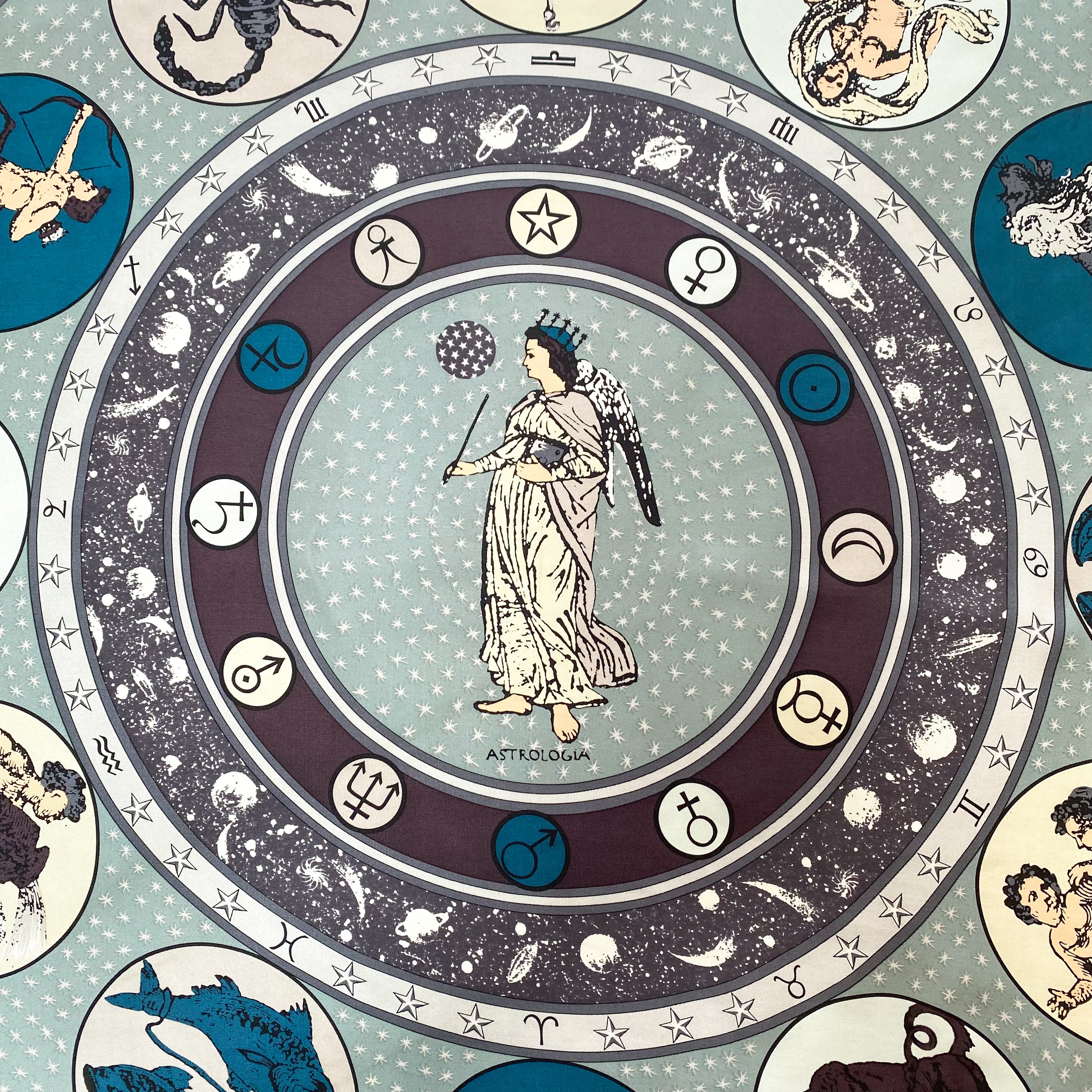 English Eccentrics Signs of the Zodiac Silk Scarf