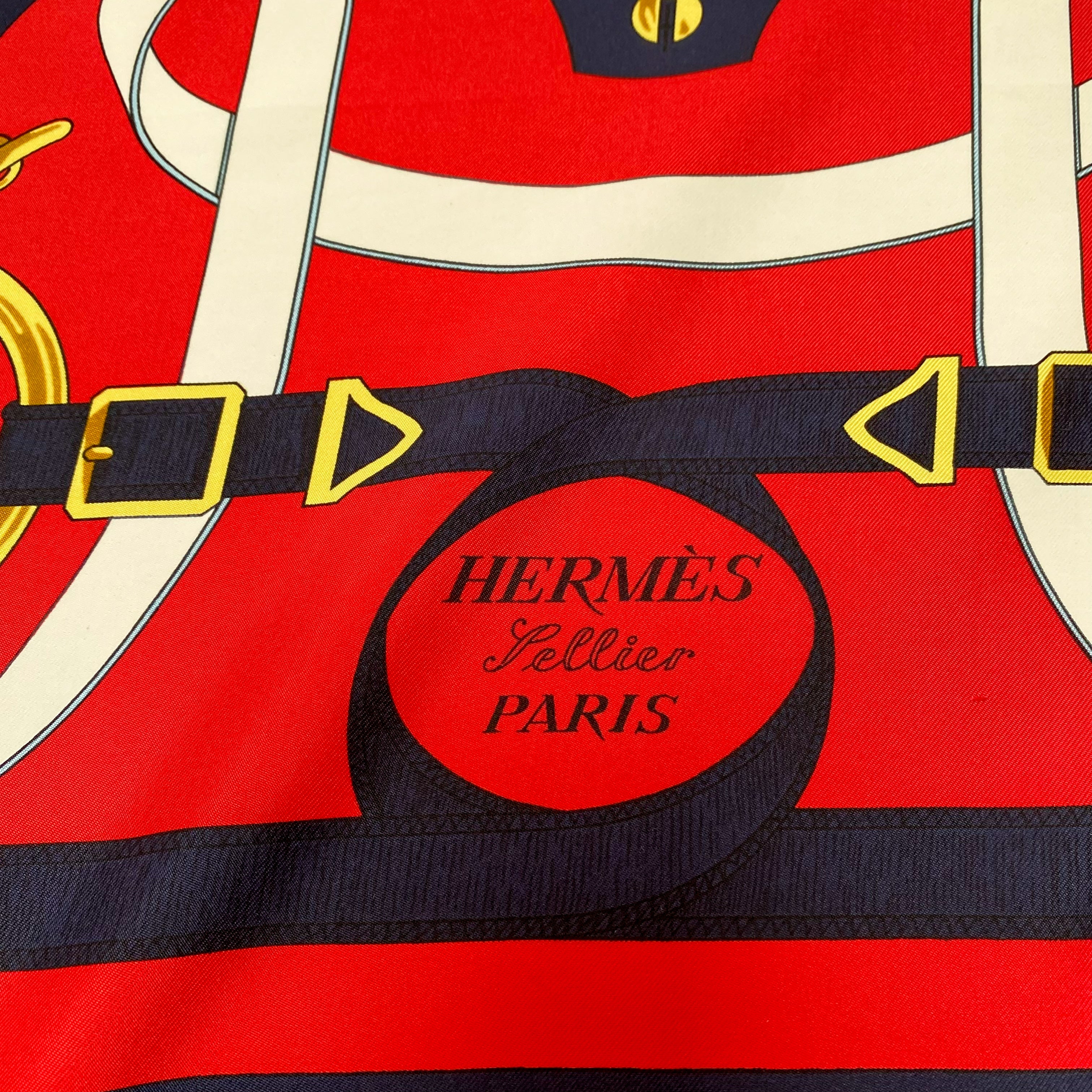 Pristine Boxed Hermes Eperon d’Or Vintage Silk Scarf