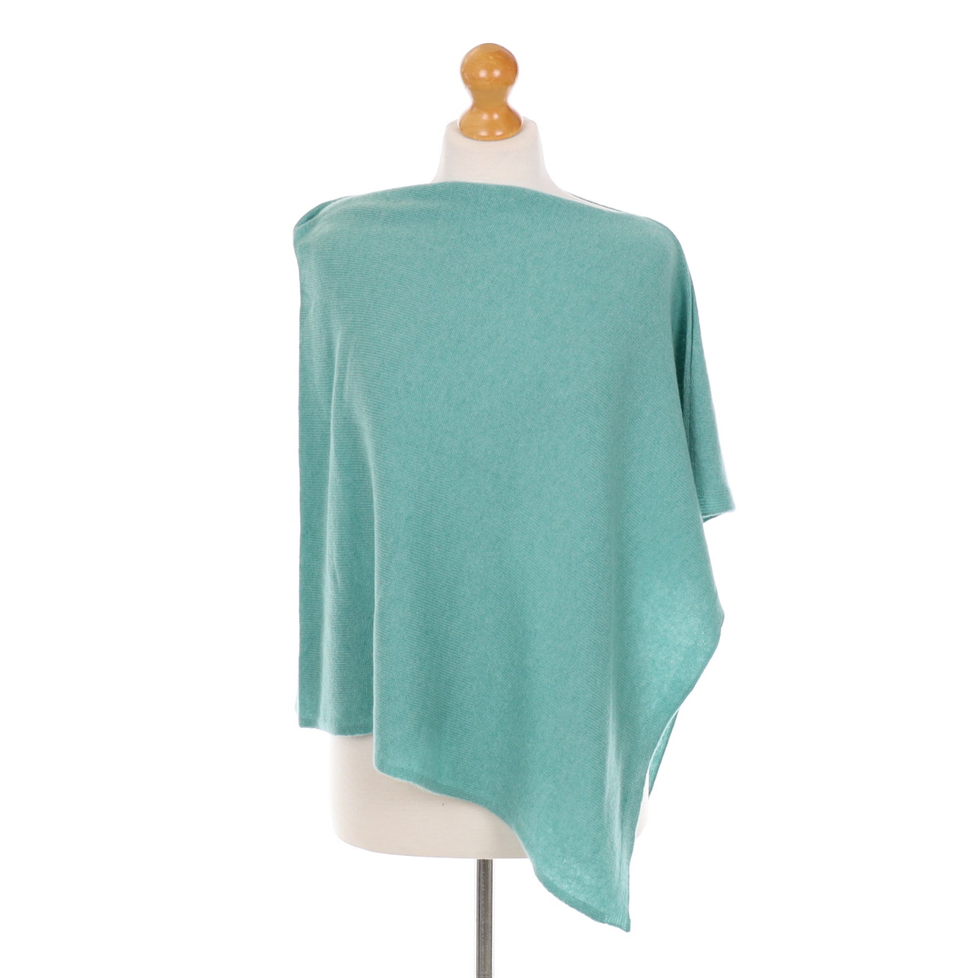 Sea Green Cashmere Poncho One Size