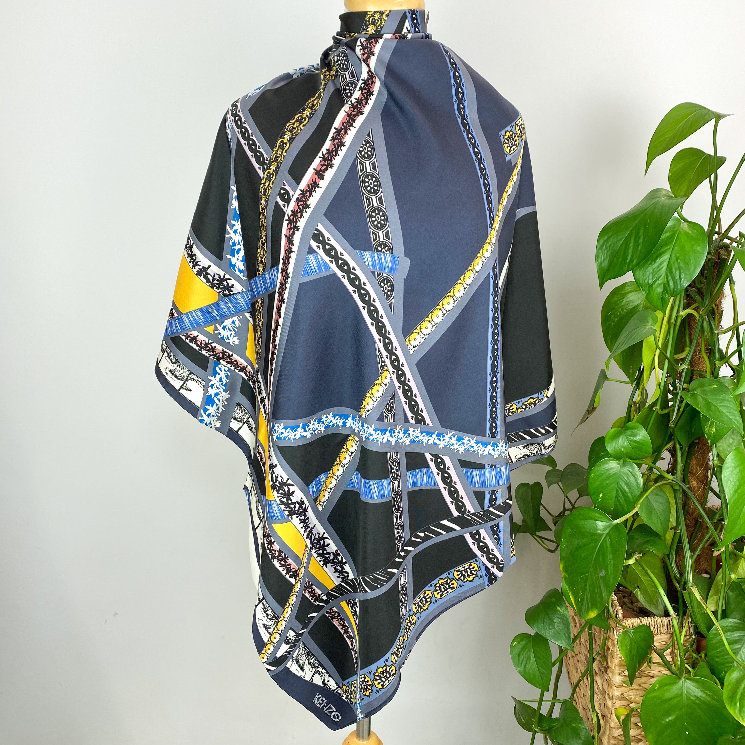 Brand New Abstract Kenzo Designer Silk Scarf