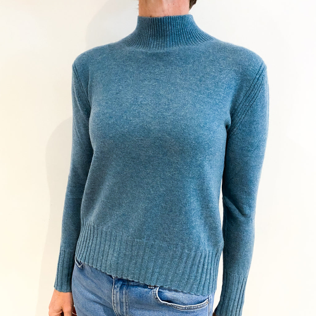 Sea Green Cashmere Turtle Neck Jumper Small