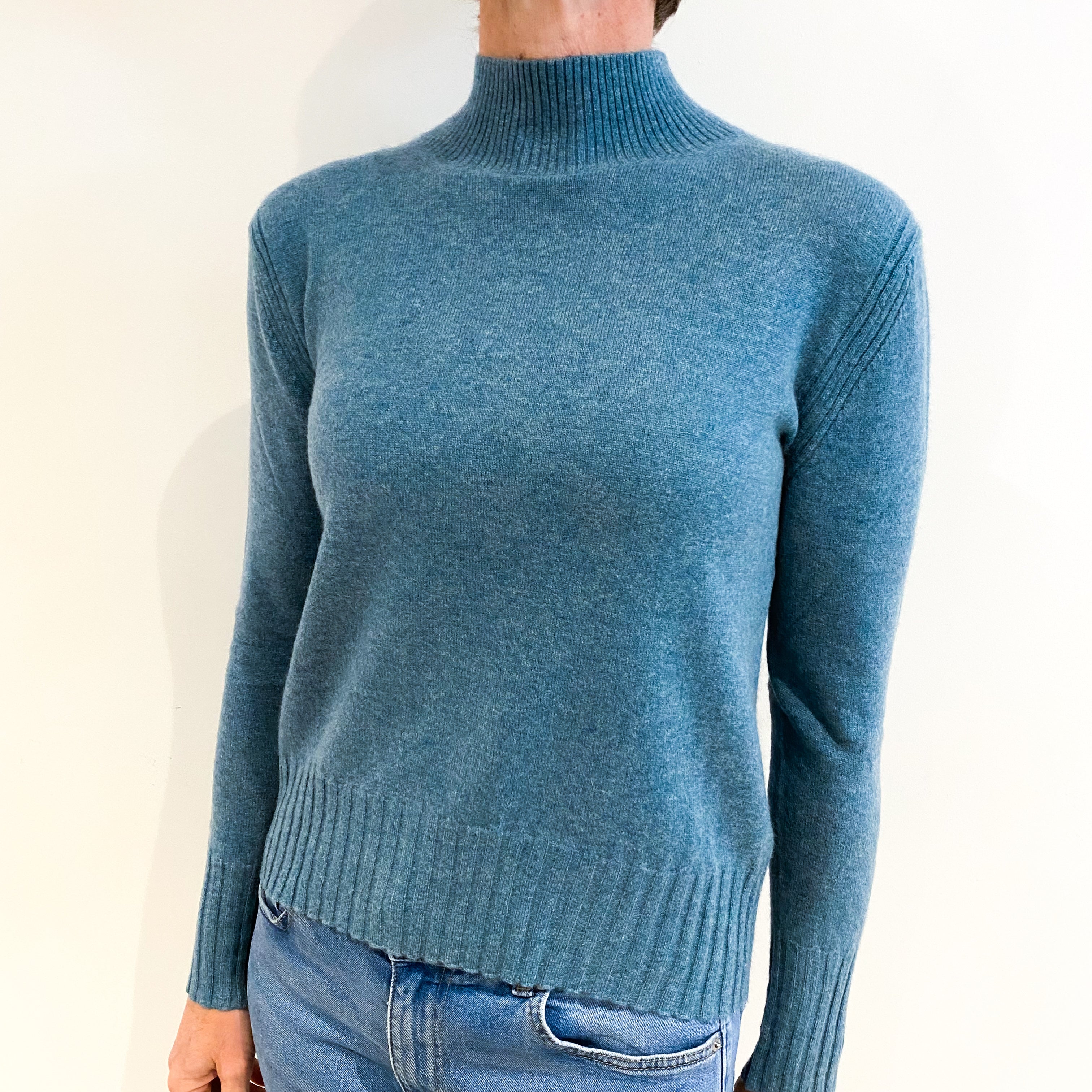 Sea Green Cashmere Turtle Neck Jumper Small