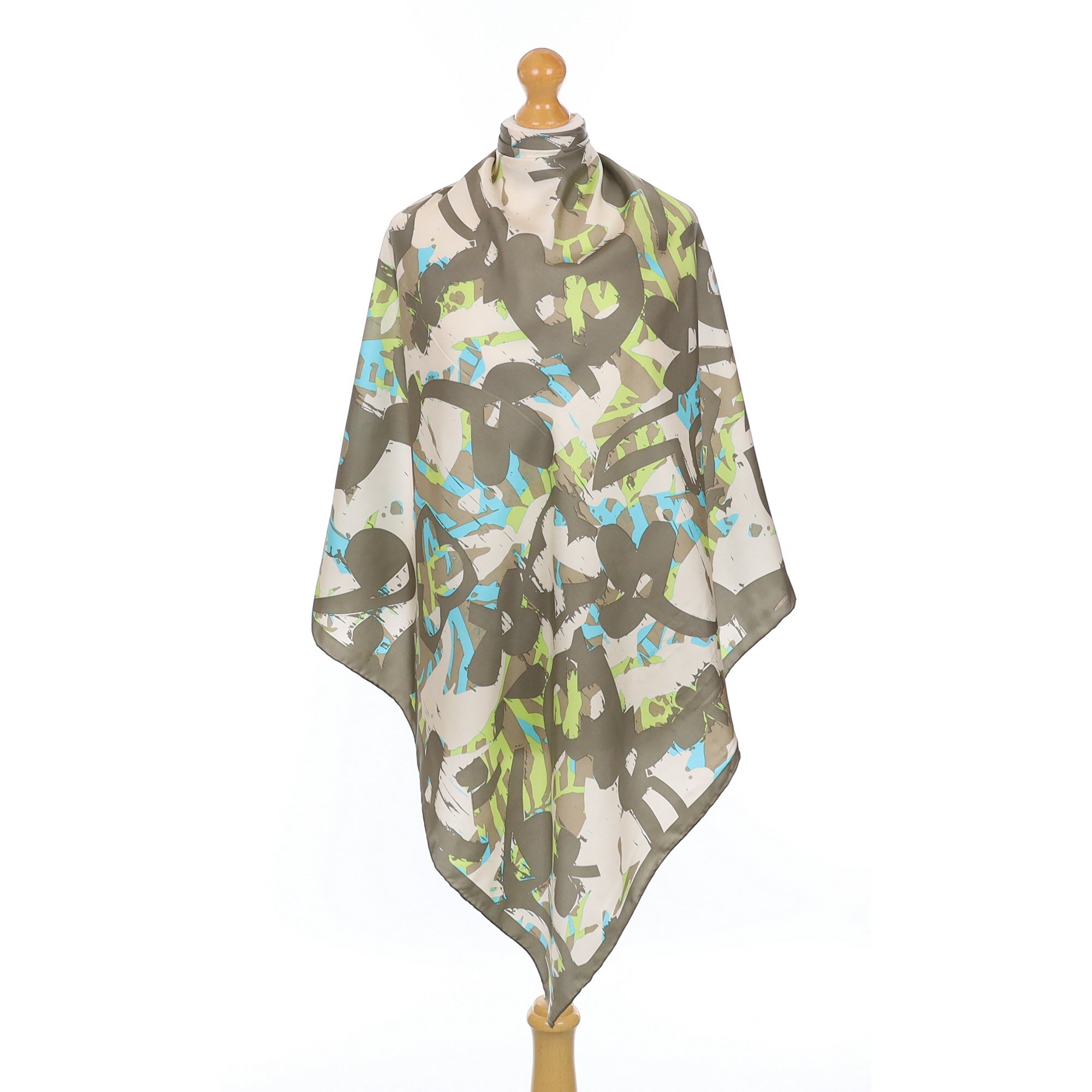 Jammers & Leufgen Khaki Abstract Silk Scarf