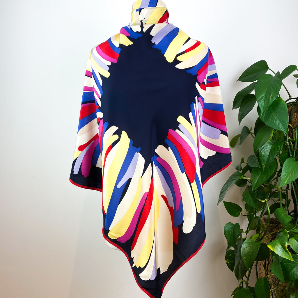 Colourful Country Casuals Large Vintage Silk Scarf
