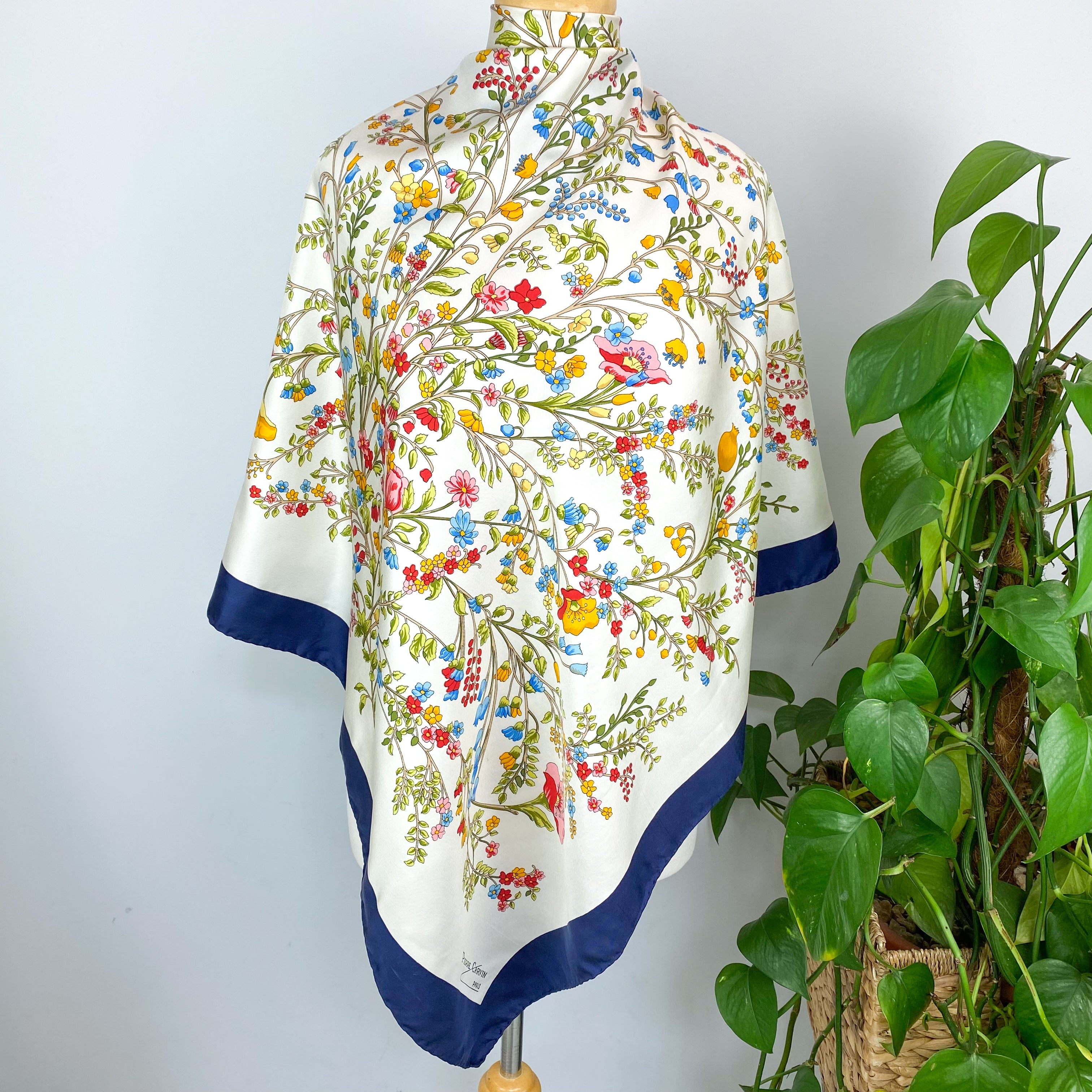 Pierre Carvin Floral Silk Scarf