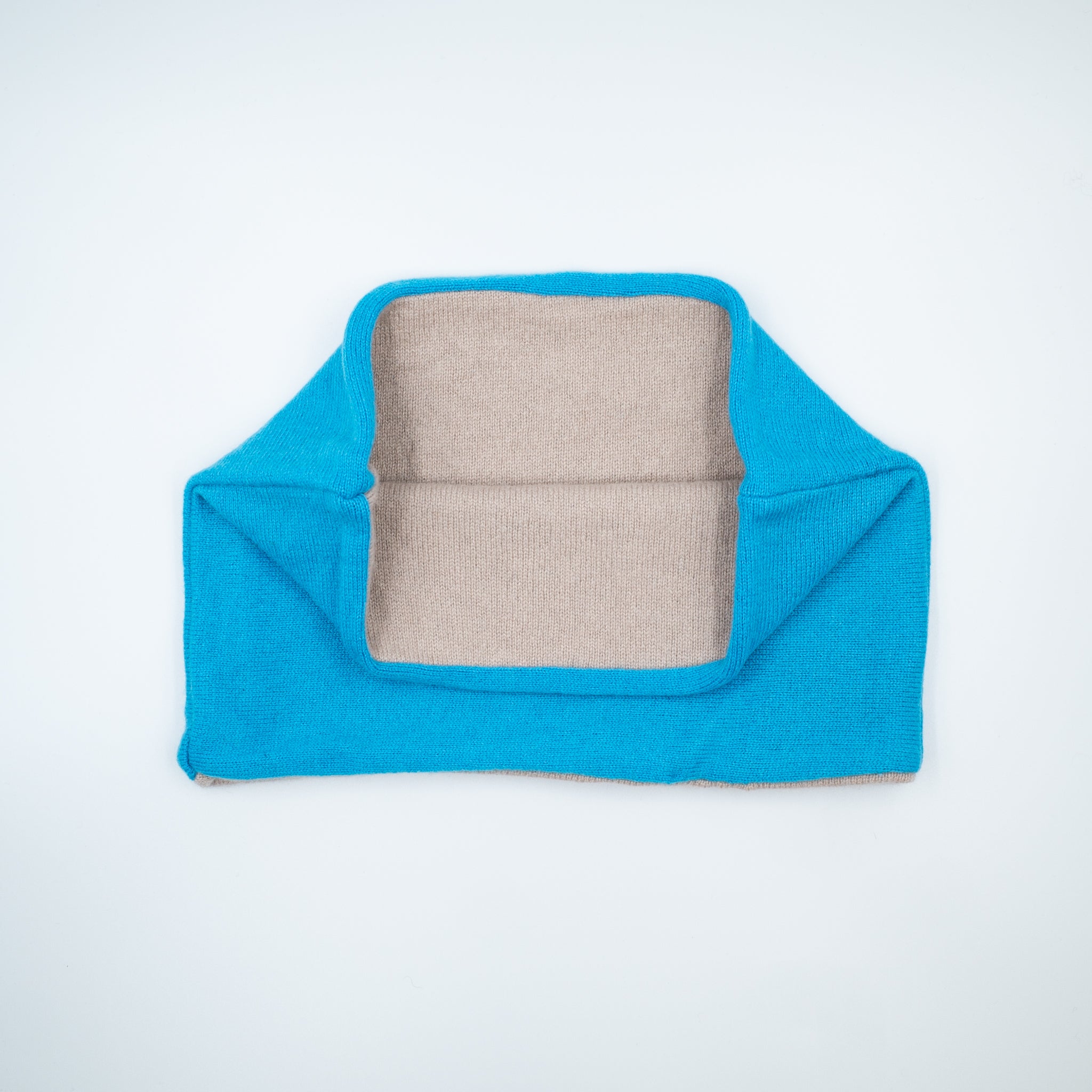 Pale Biscuit and Turquoise Blue Neck Warmer