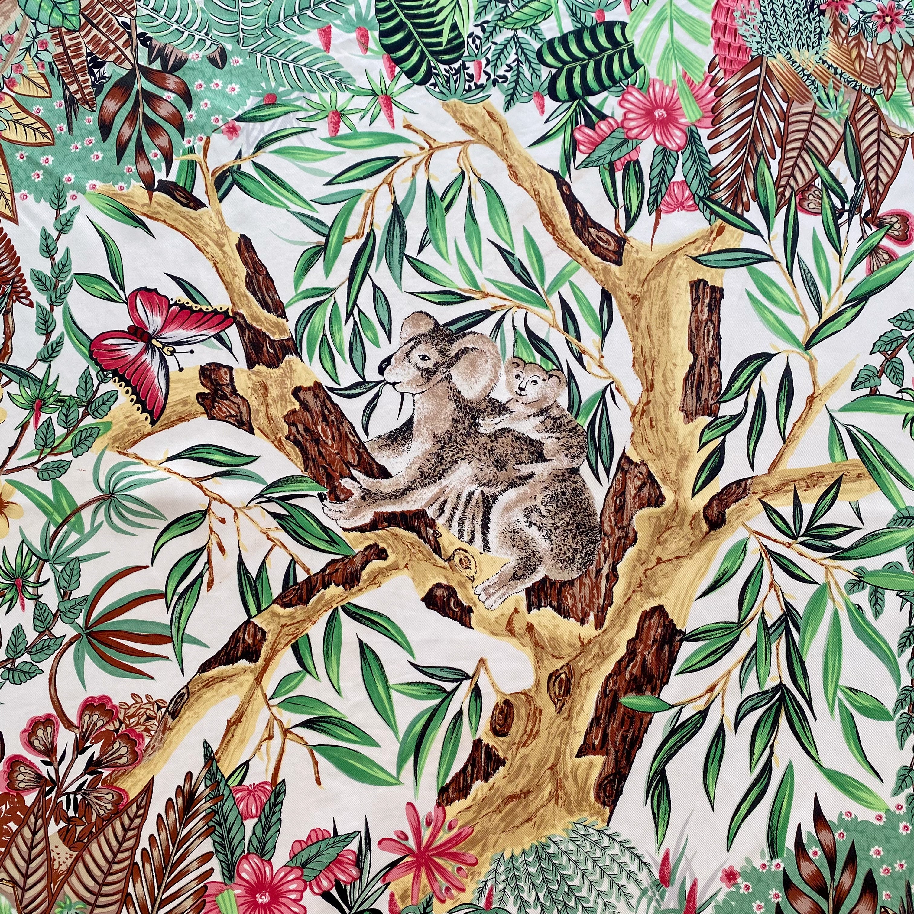 Alain Thomas Botanical Koala Silk Scarf