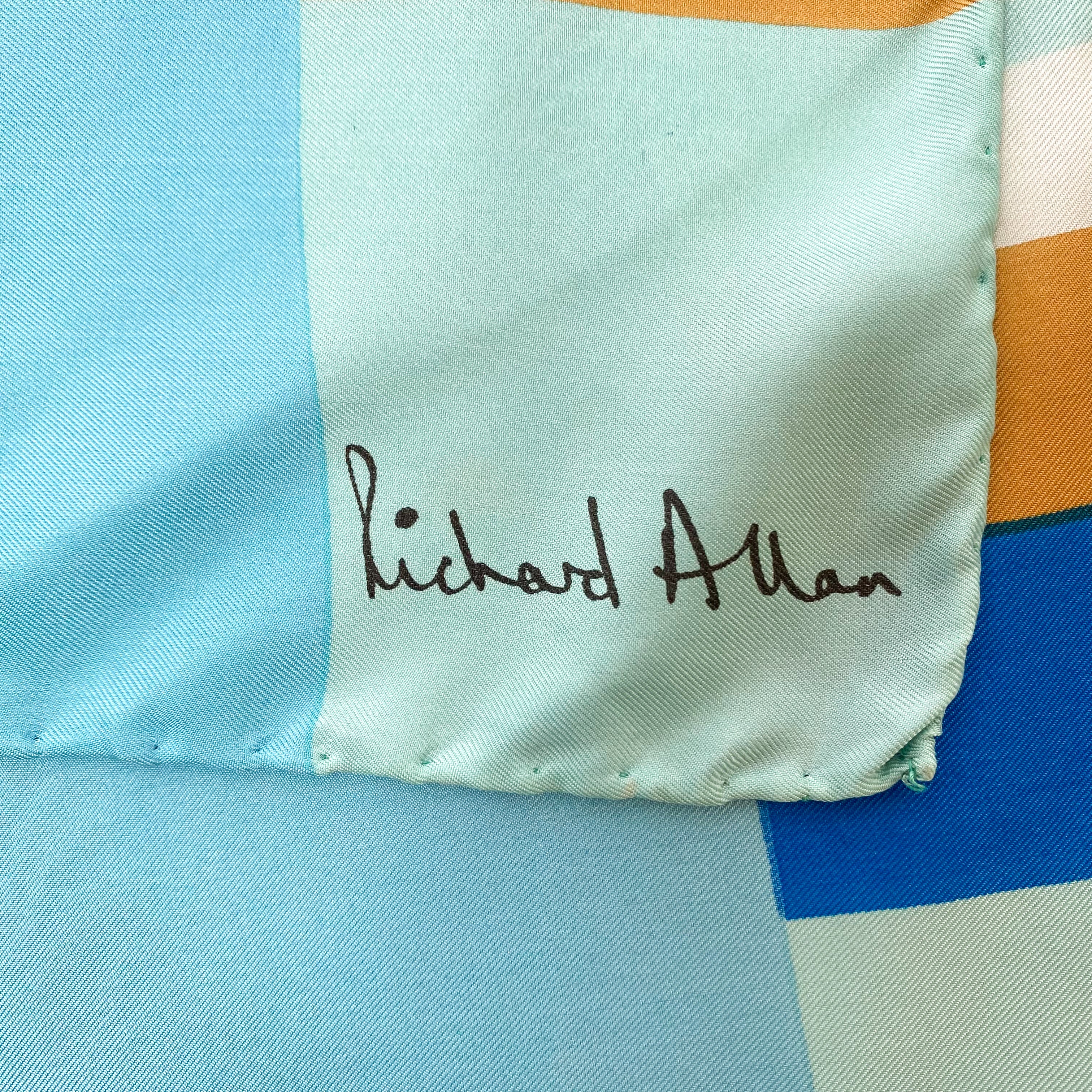 1970s Richard Allan Geometric Vintage Silk Scarf