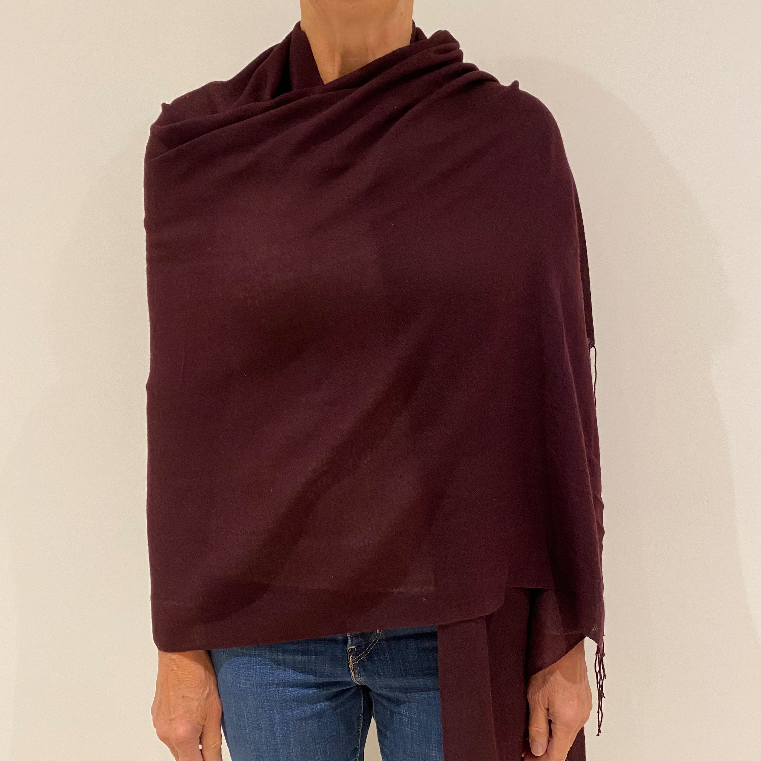 Brand New Aubergine Purple Cashmere Pashmina Scarf