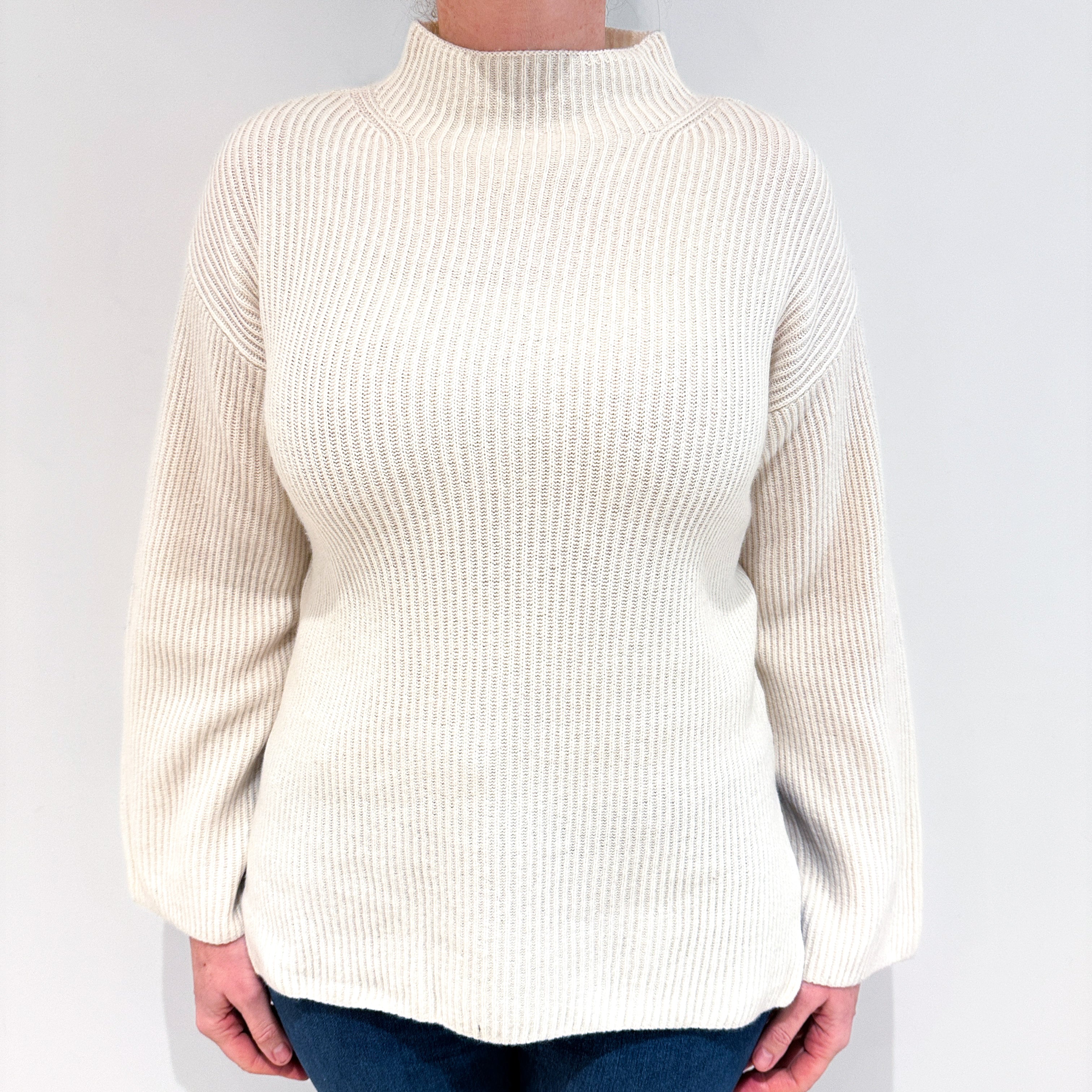 Everlane Cream Chunky Cashmere Turtle Neck Jumper Large