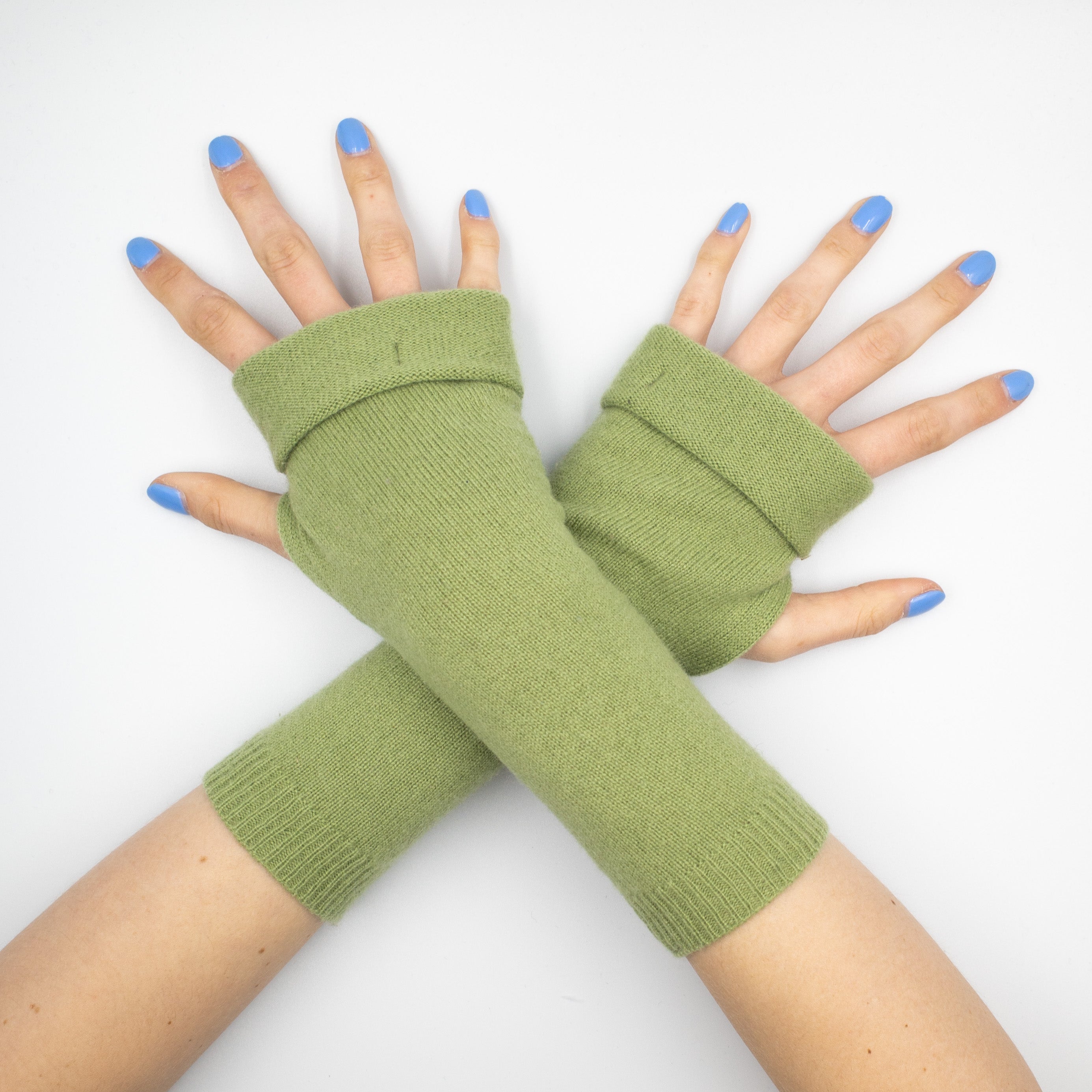 Sage Green Fingerless Gloves