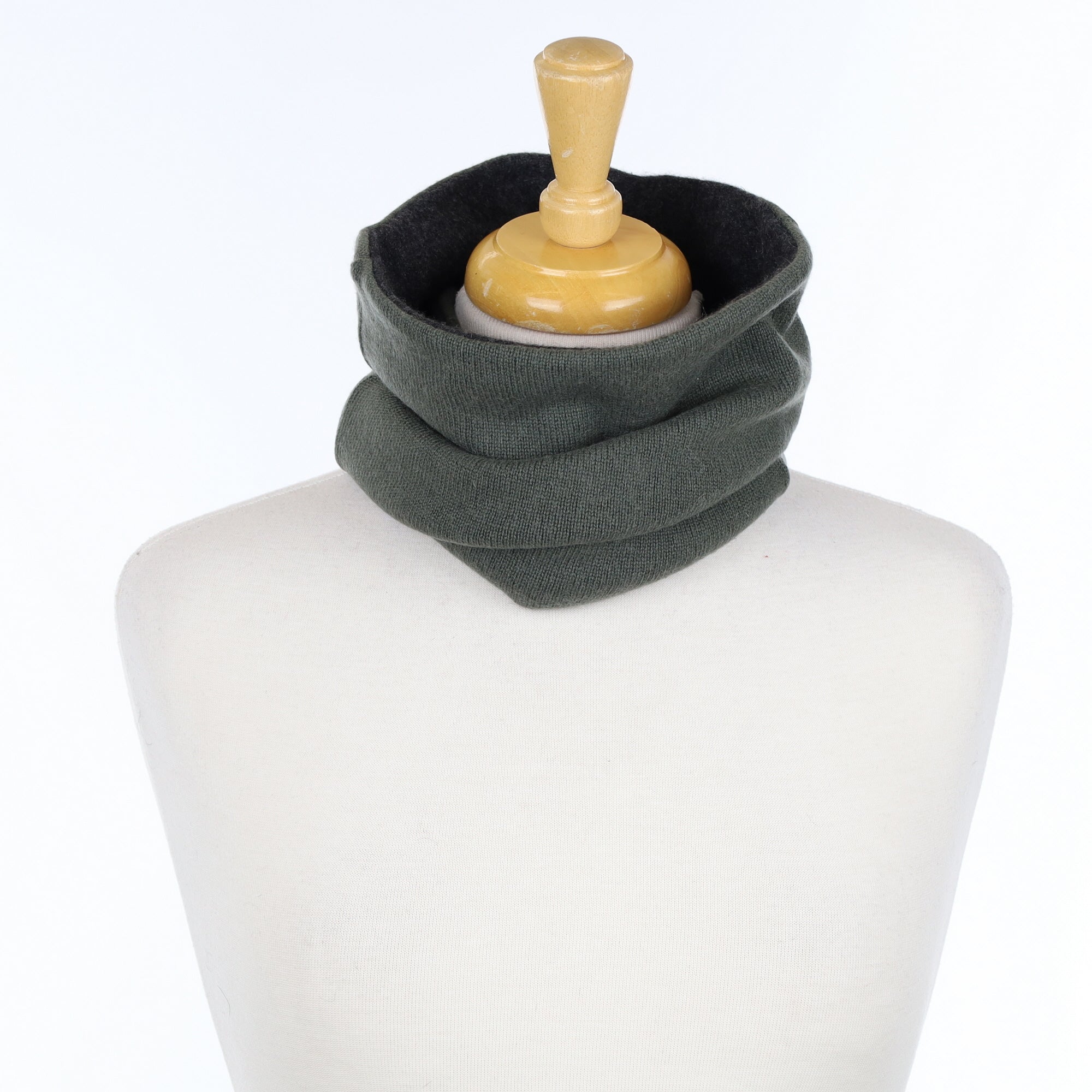 Men’s Khaki Green and Charcoal Grey Double Layered Snood