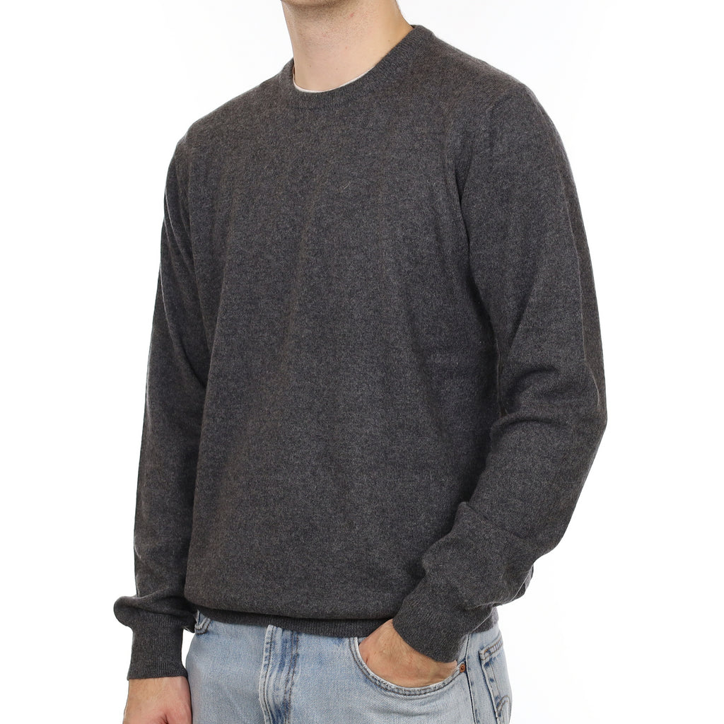 Men's Slate Grey Cashmere Crew Neck Jumper Large