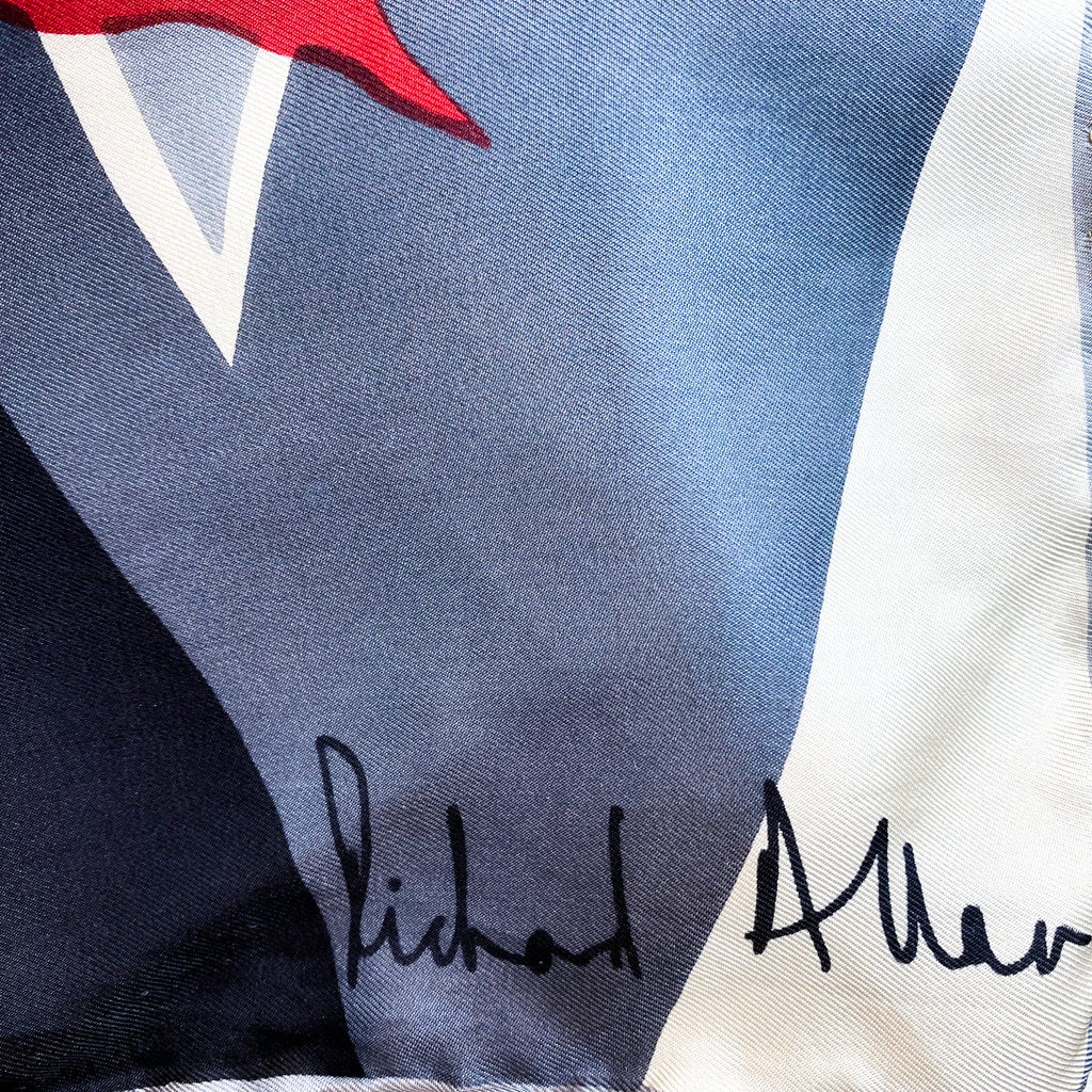 1970s Richard Allan Abstract Floral Vintage Silk Scarf