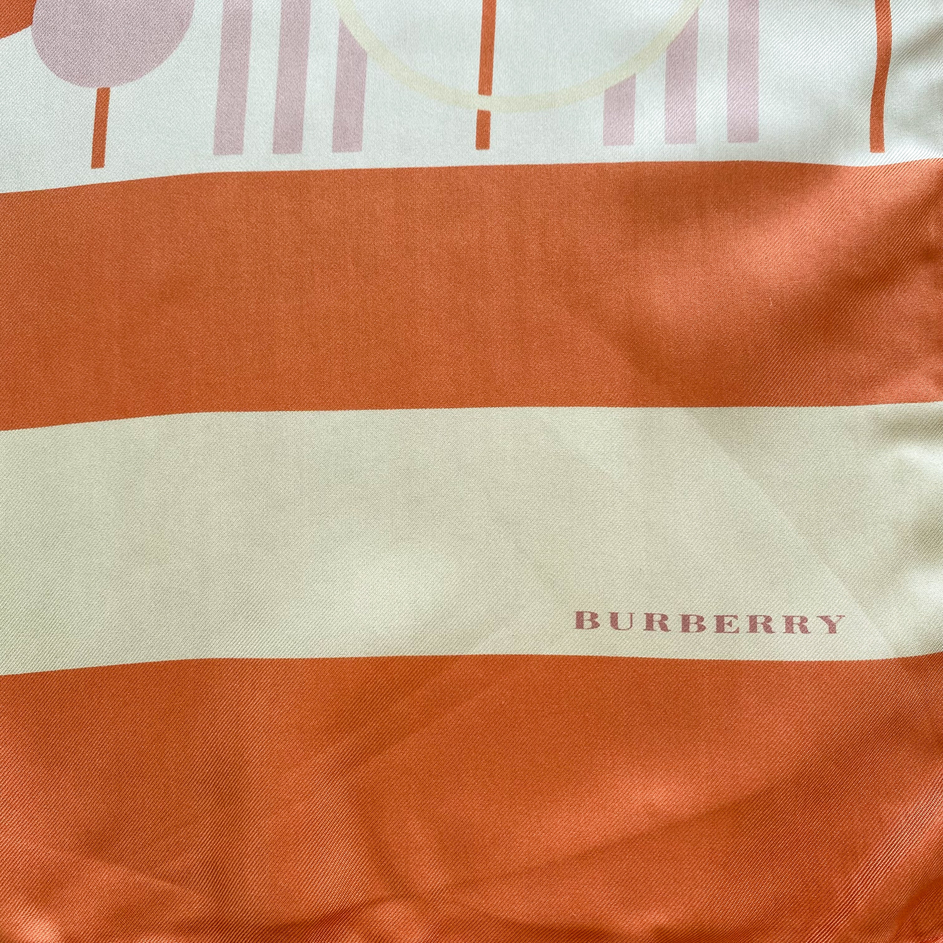 Burberry Apricot Spots and Stripes Silk Scarf
