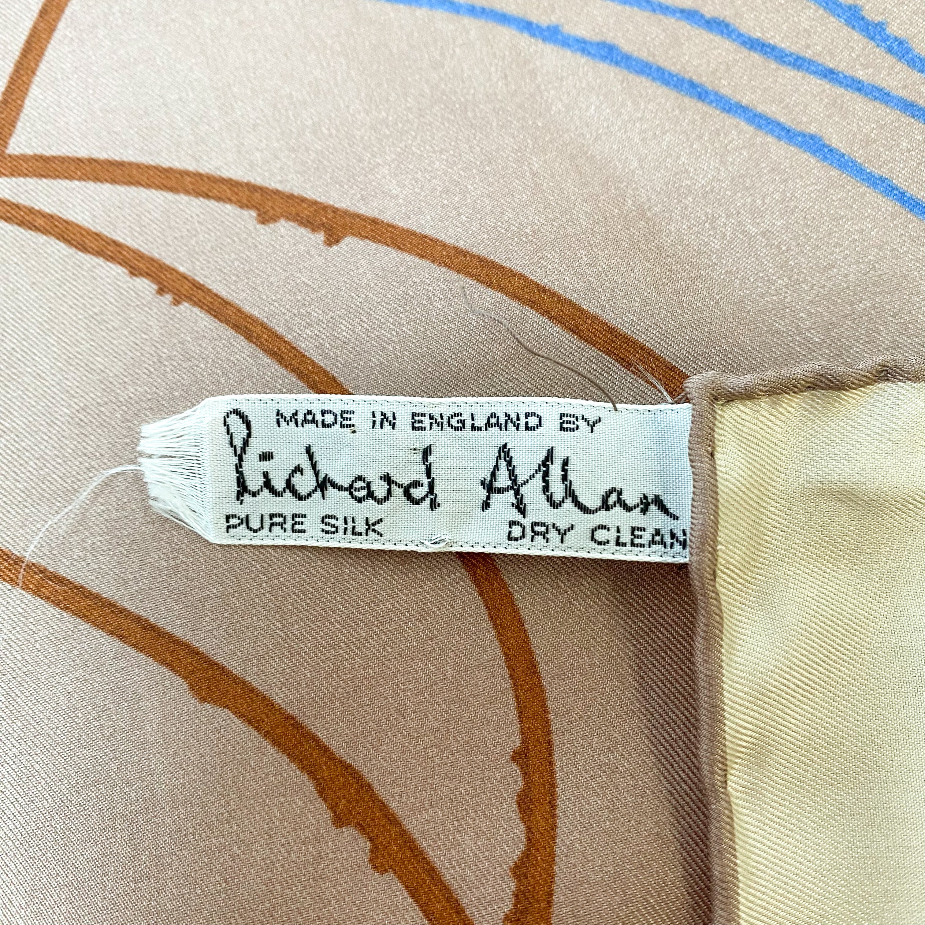 1970s Richard Allan Abstract Vintage Silk Scarf