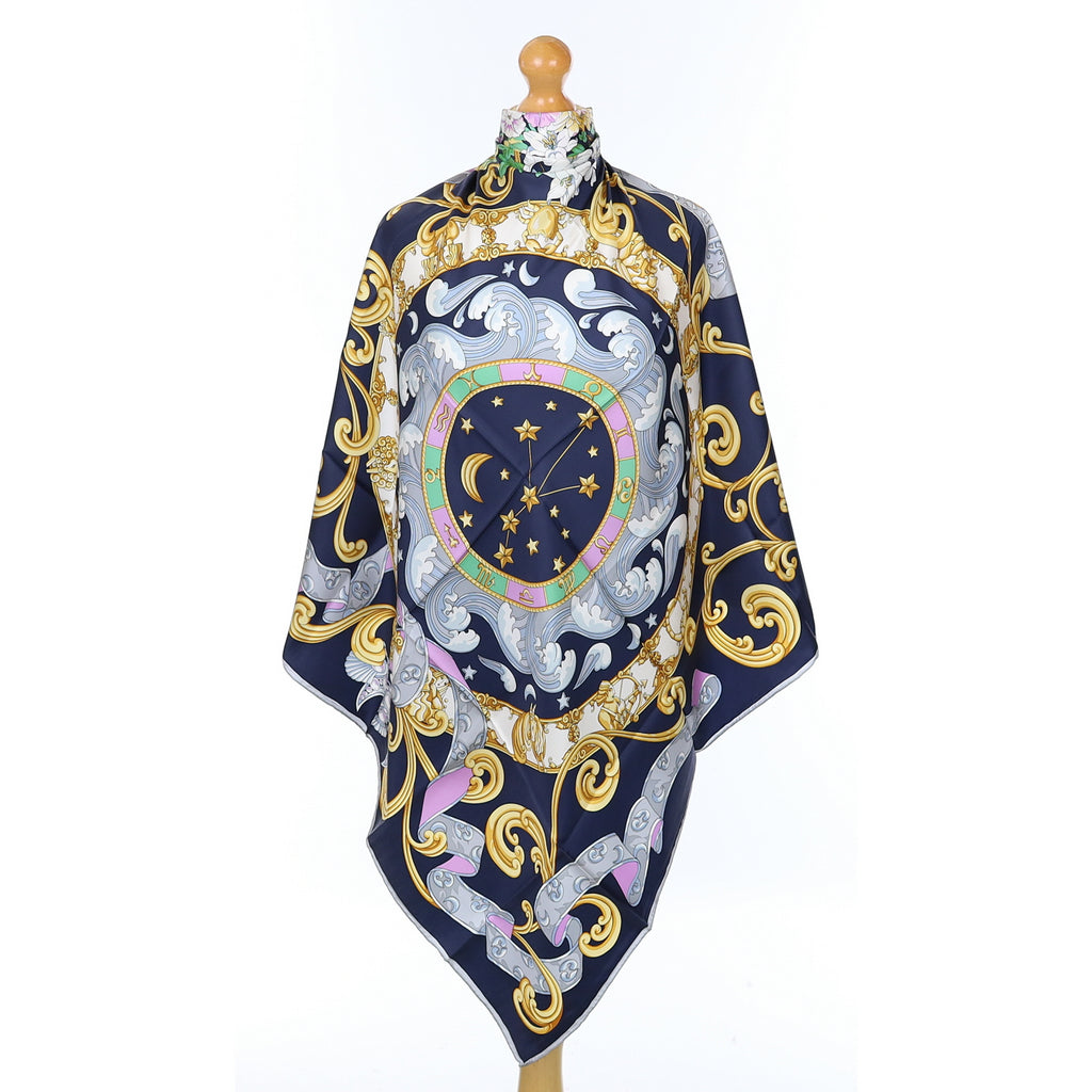 Brand New Boxed Christian Fischbacher Cancer Zodiac Sign Silk Scarf