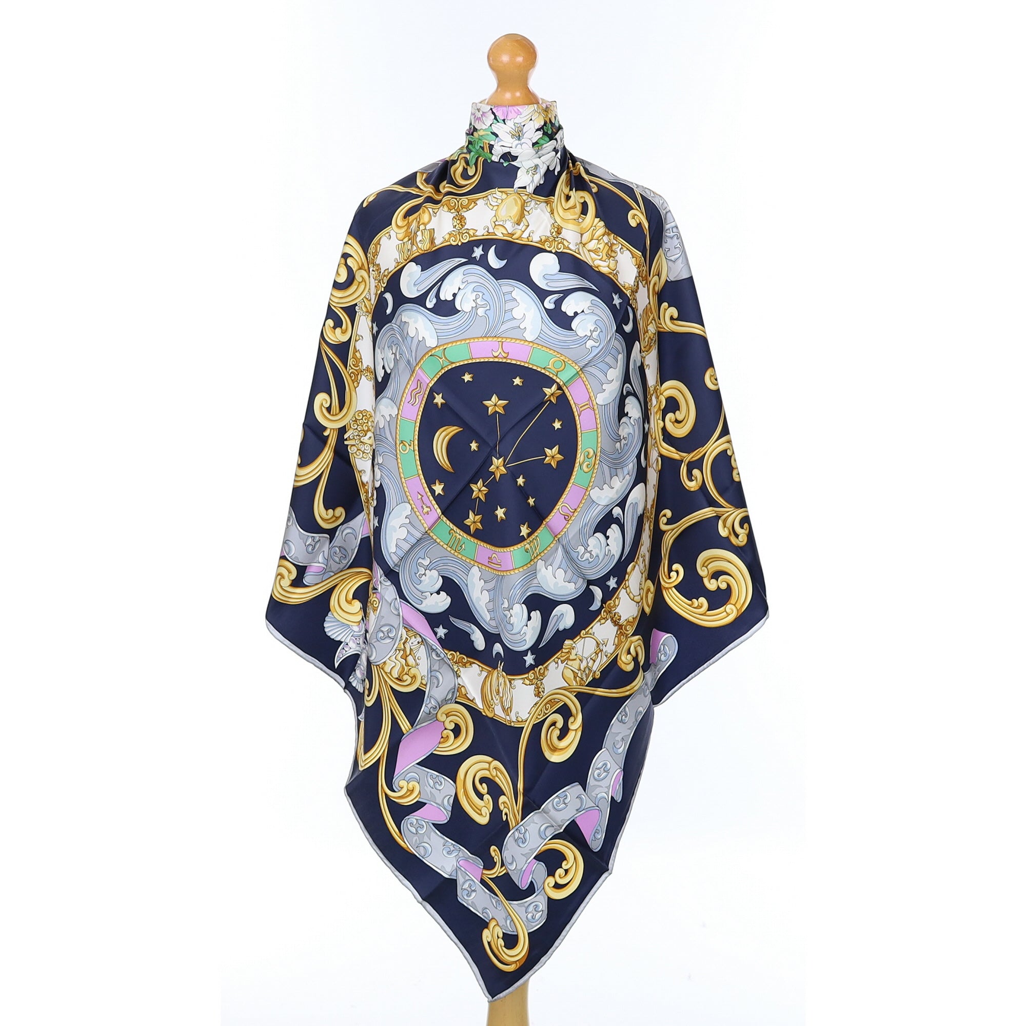 Brand New Boxed Christian Fischbacher Cancer Zodiac Sign Silk Scarf