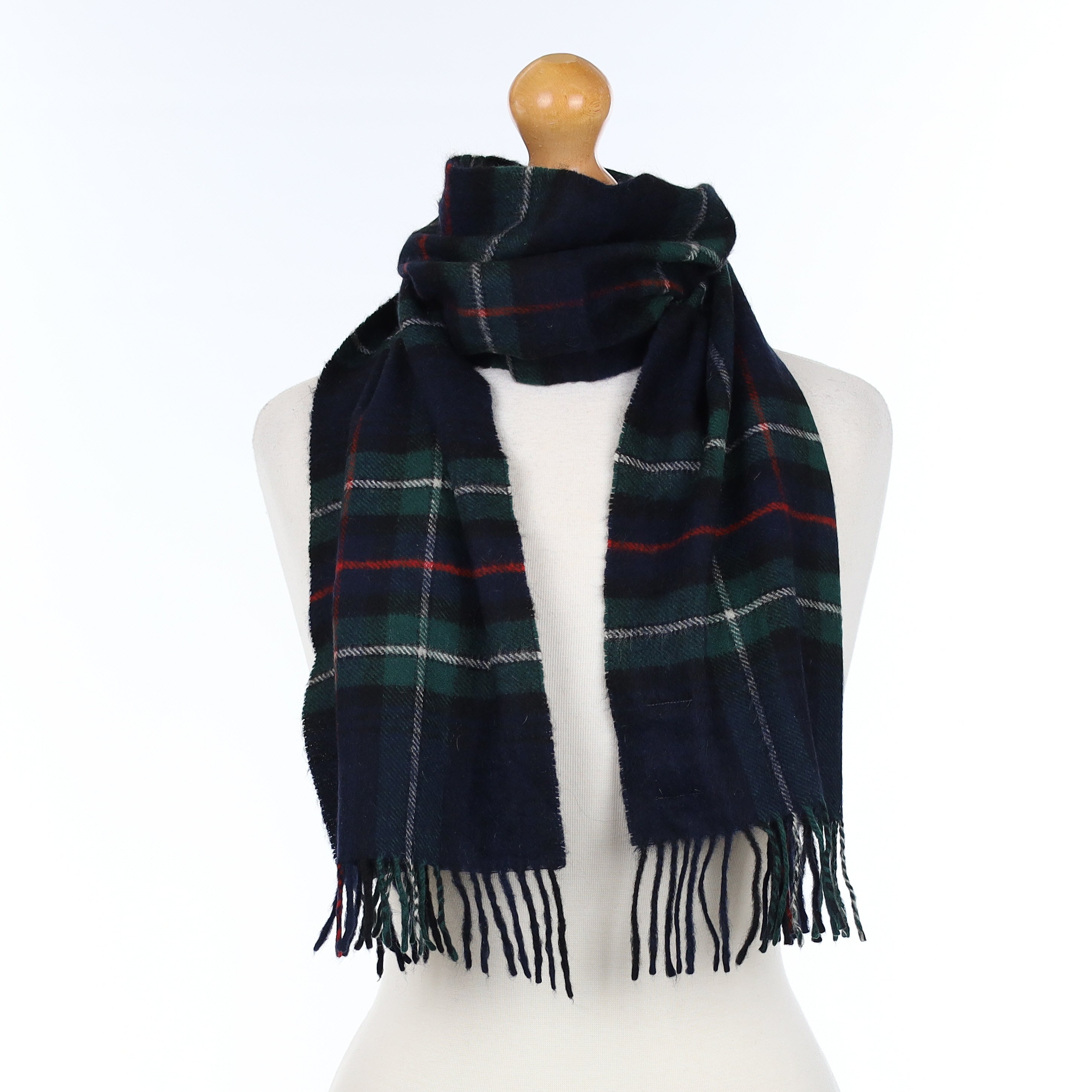 Navy Checked Cashmere Woven Scarf