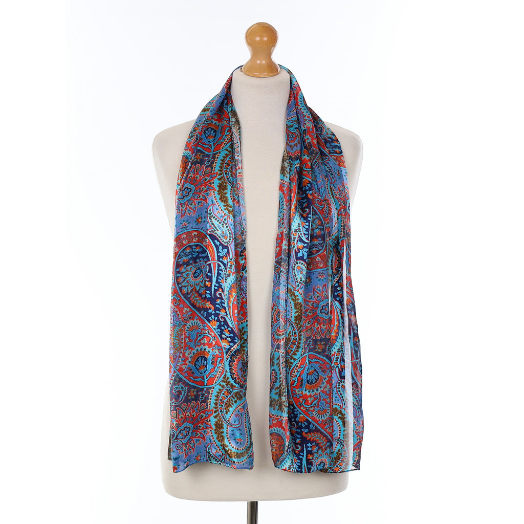 Jaeger Blue Paisley Silk Scarf