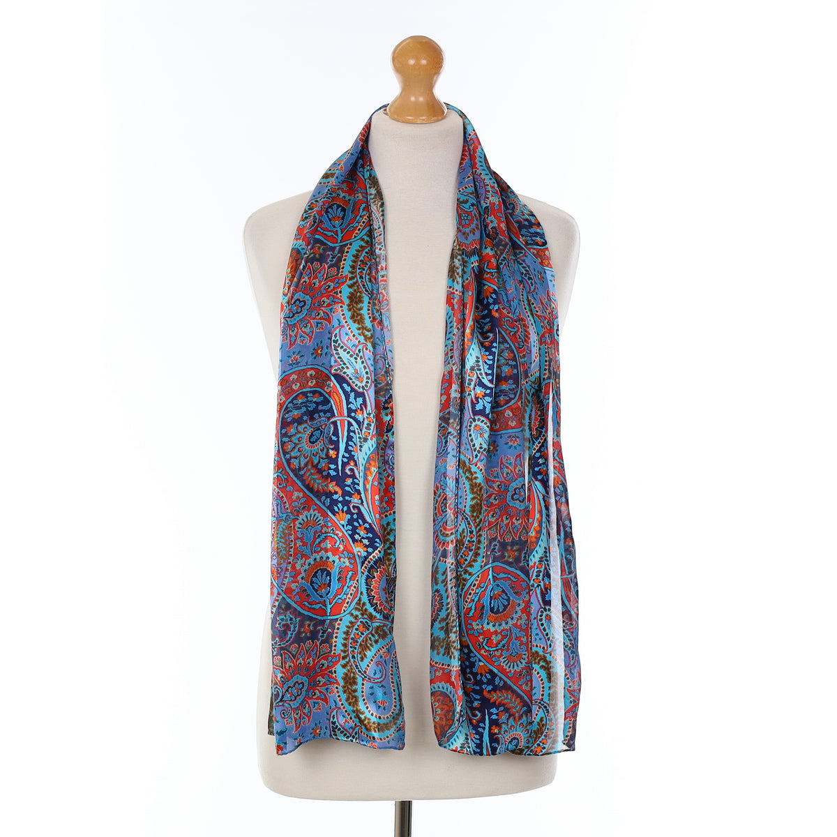 Jaeger Blue Paisley Silk Scarf