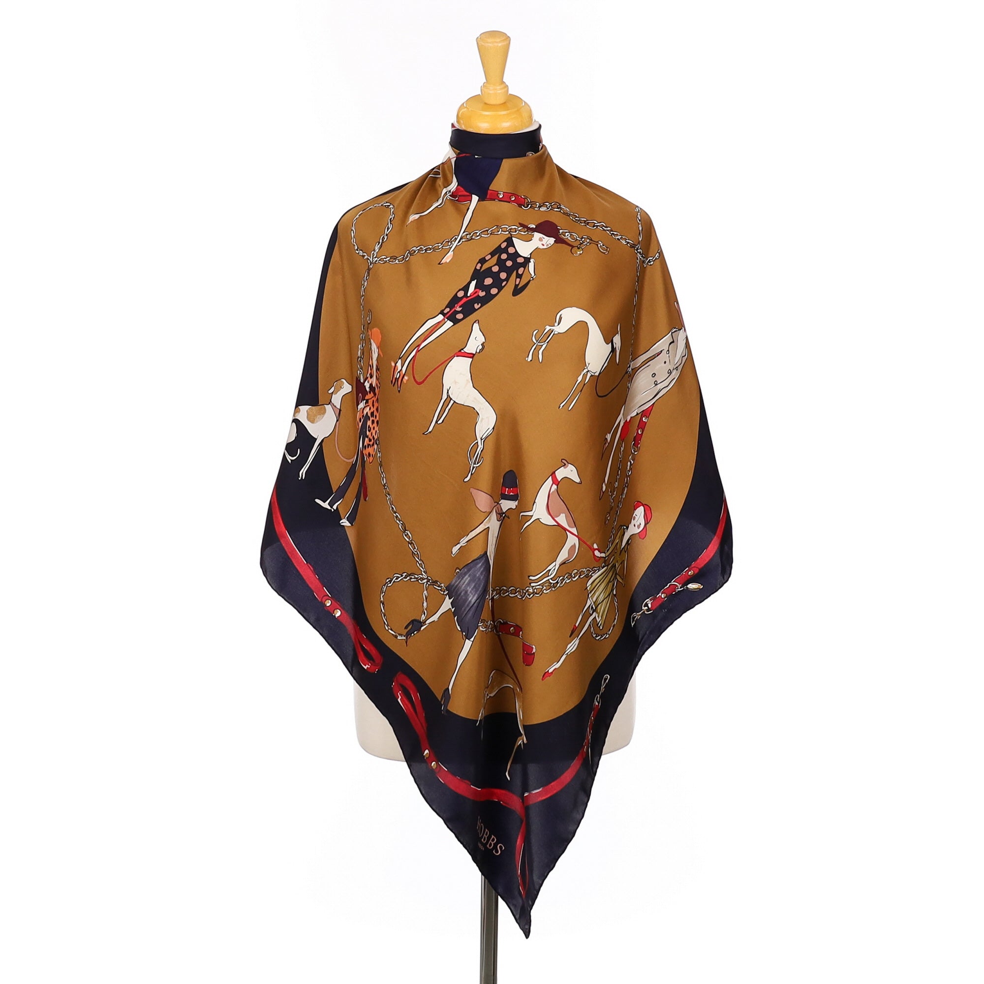 Hobbs Dog Walking Design Silk Scarf
