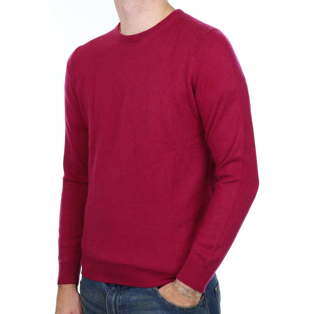 Men’s Garnet Red Cashmere Crew Neck Jumper Medium