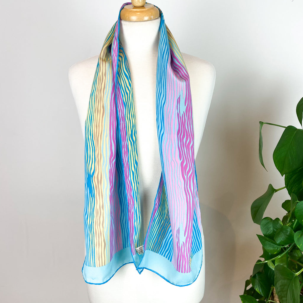 Long Striped Ostinelli Vintage Silk Scarf