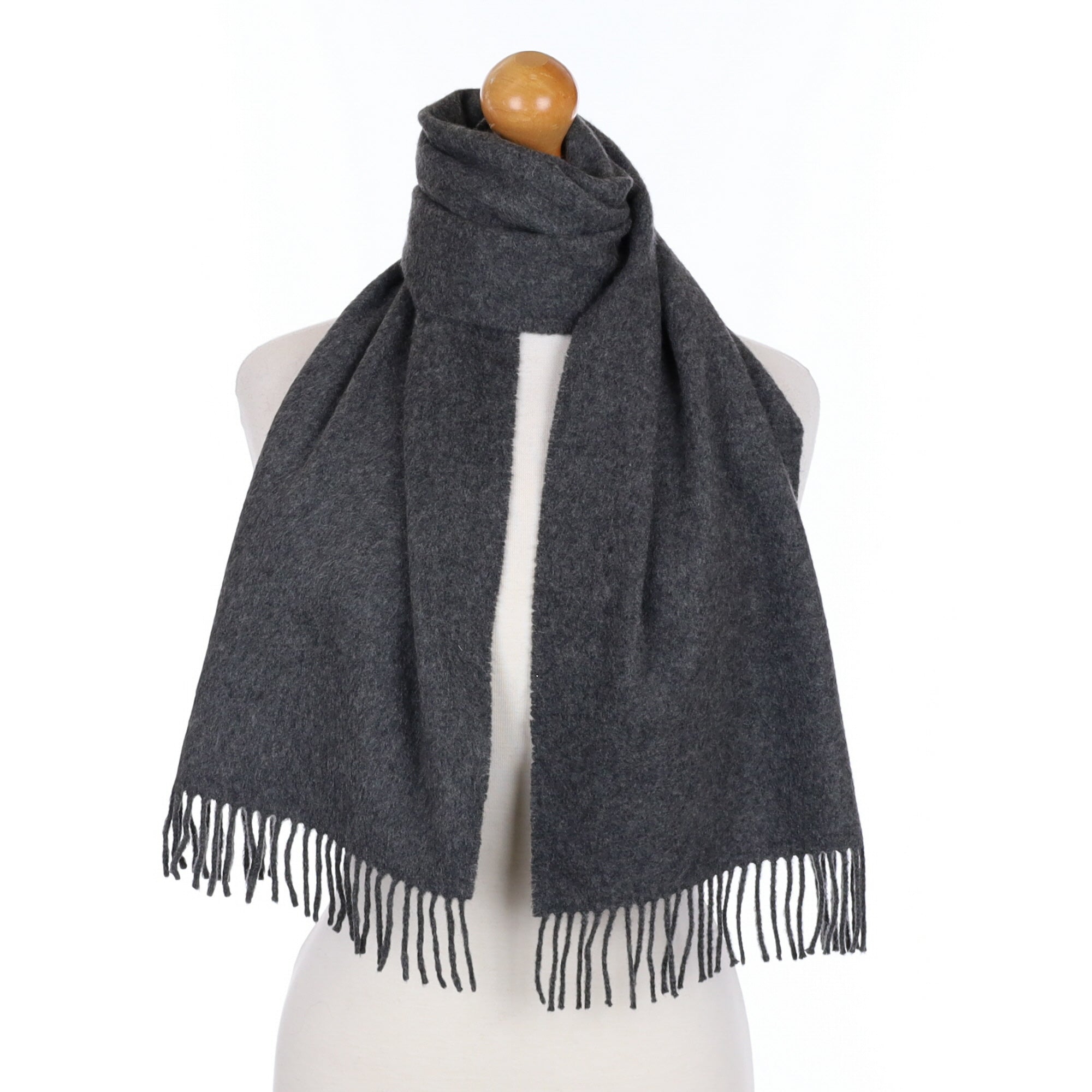 Slate Grey Cashmere Tasseled Woven Scarf