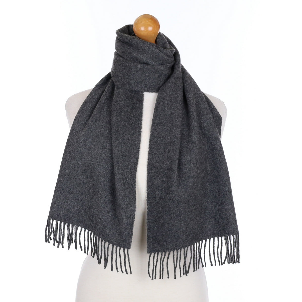 Slate Grey Cashmere Tasseled Woven Scarf