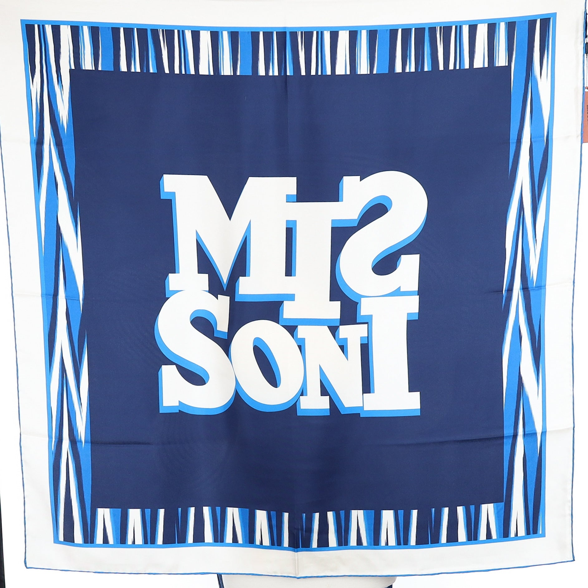 Brand New Missoni Blue and White Silk Scarf
