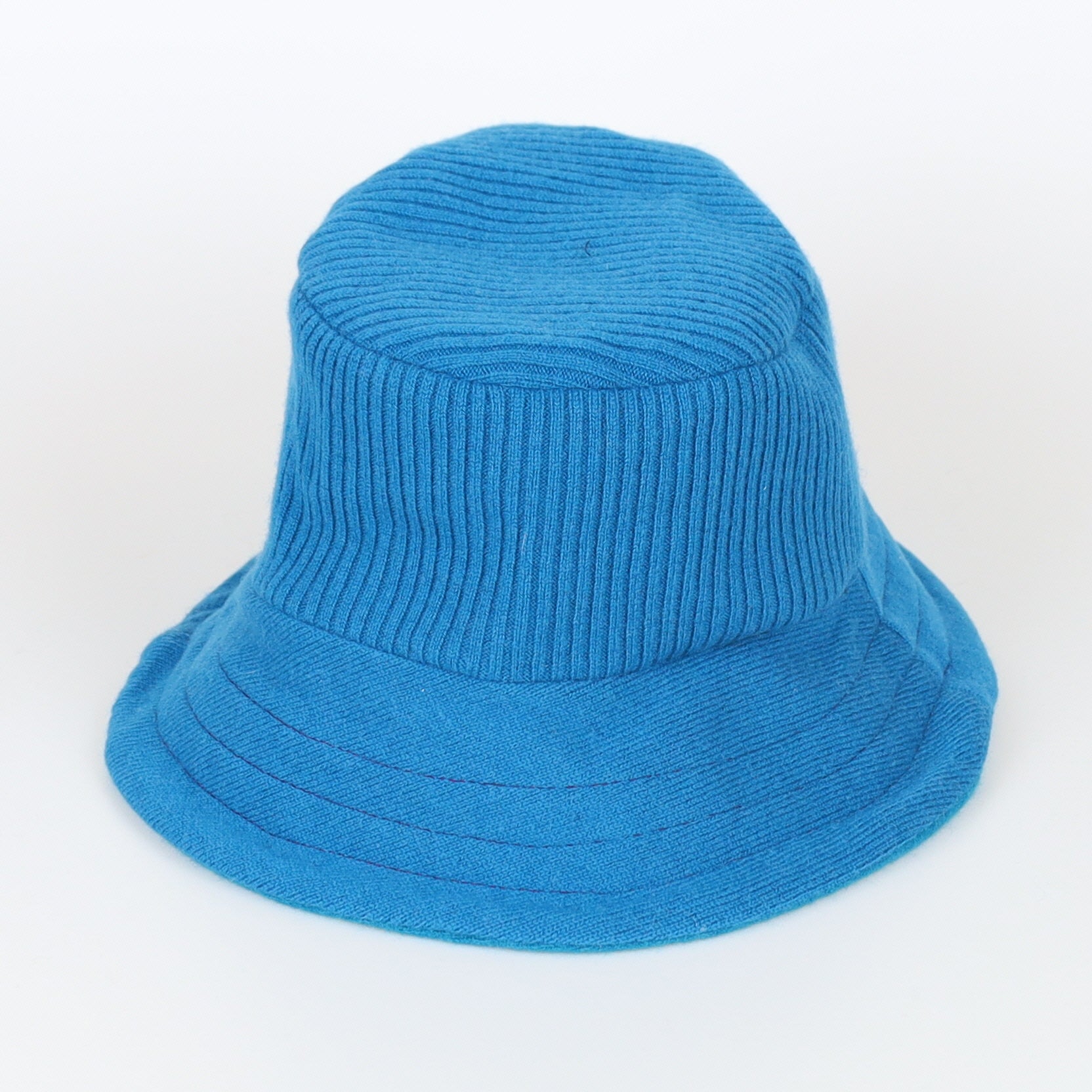 Teal Blue Reversible Cashmere Bucket Hat Medium