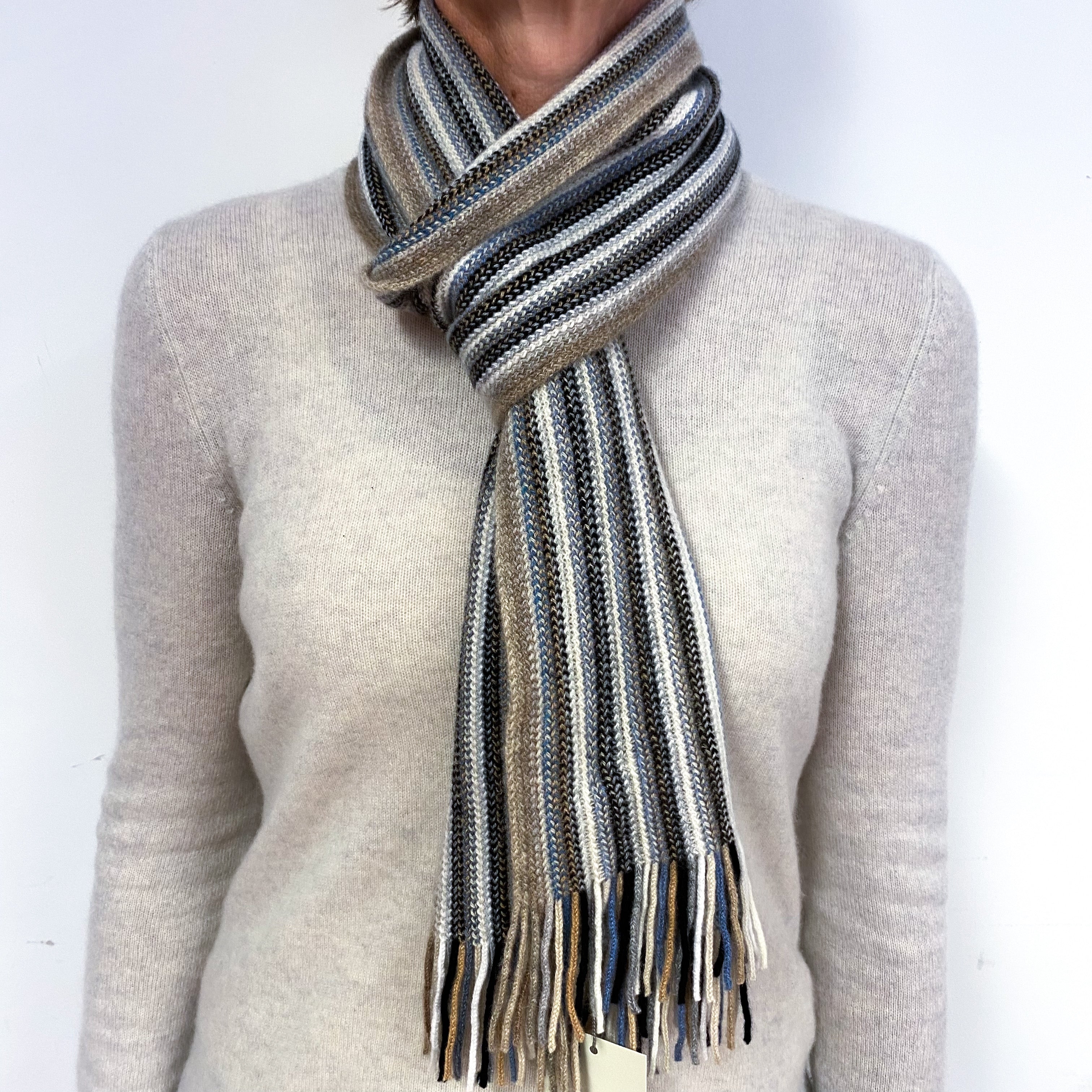 Brand New Scottish Multicoloured Muted Striped Scarf