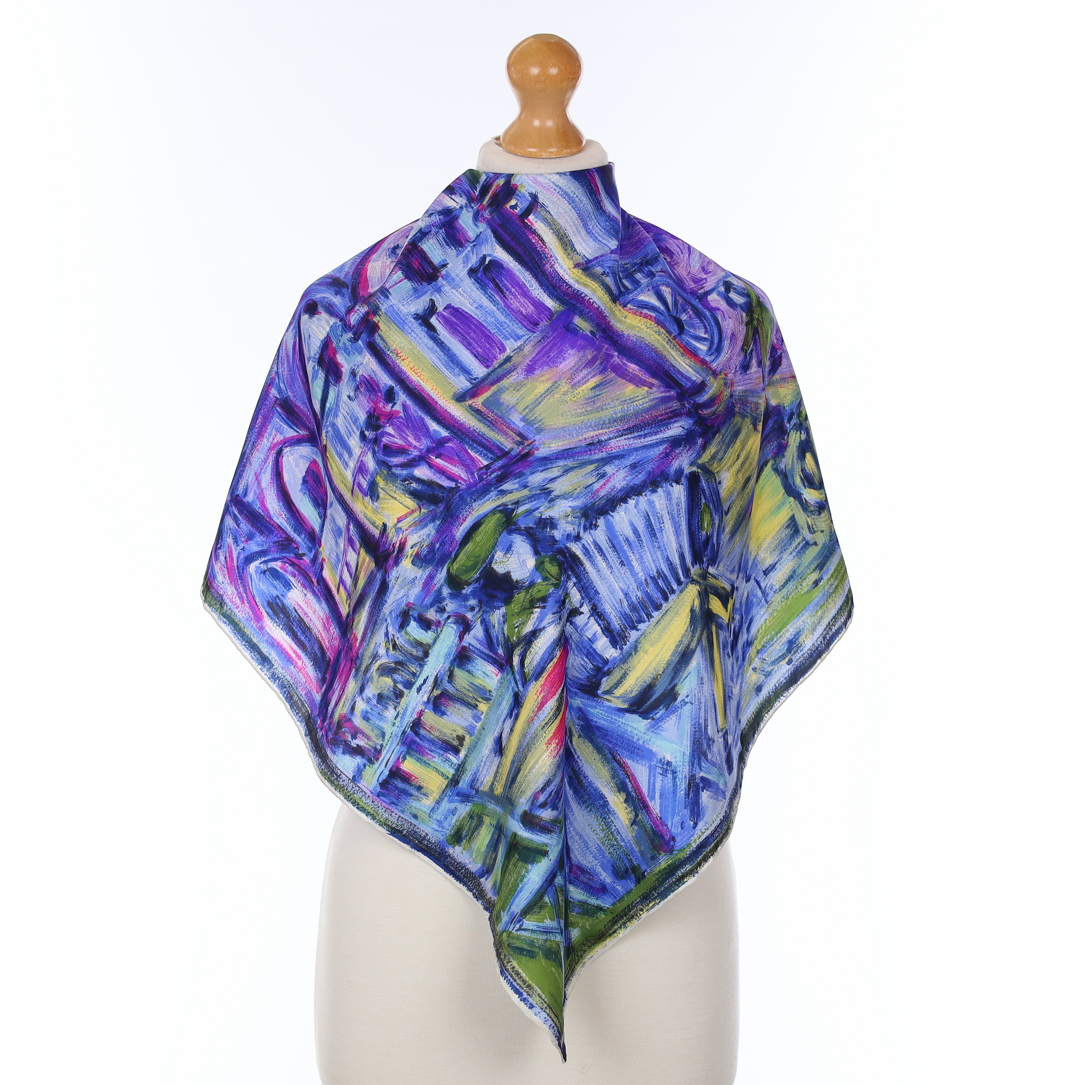Artistic Painted Scene Vintage Silk Scarf